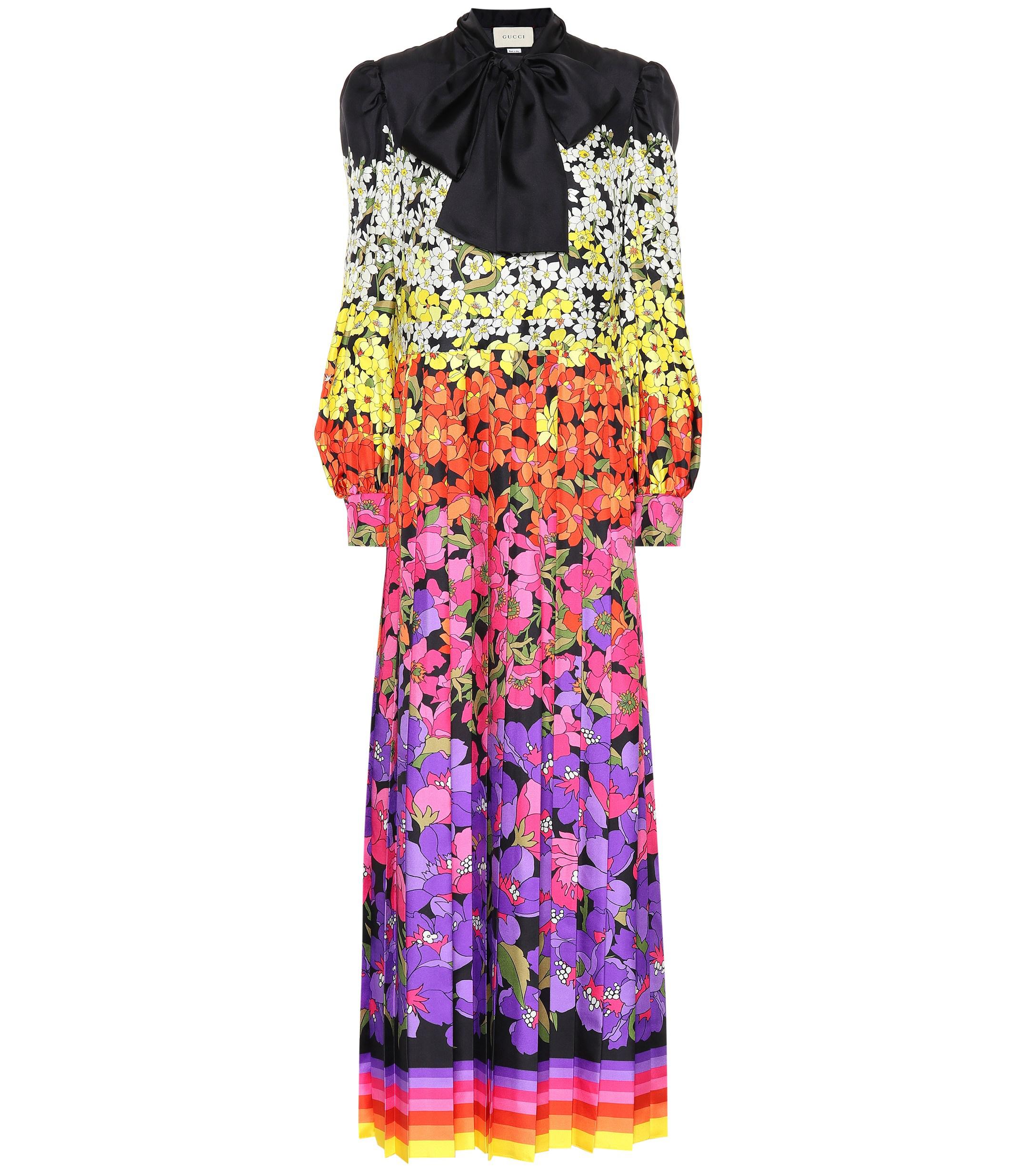 Gucci Floral Silk Maxi Dress - Lyst
