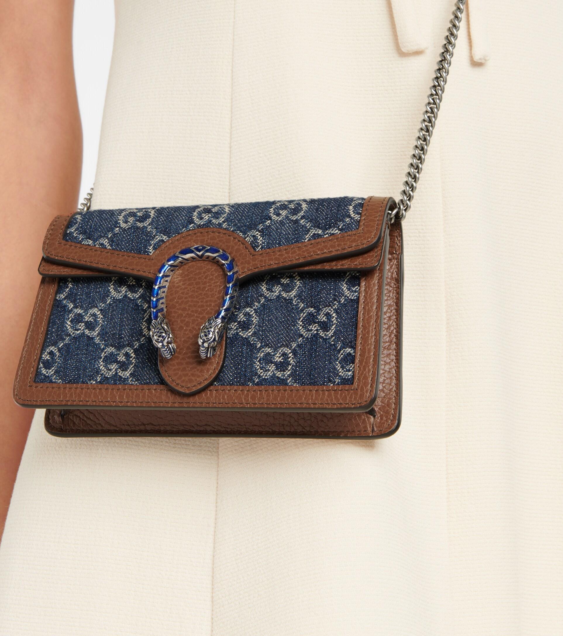 Gucci Dionysus Super Mini Denim Crossbody Bag in Blue | Lyst
