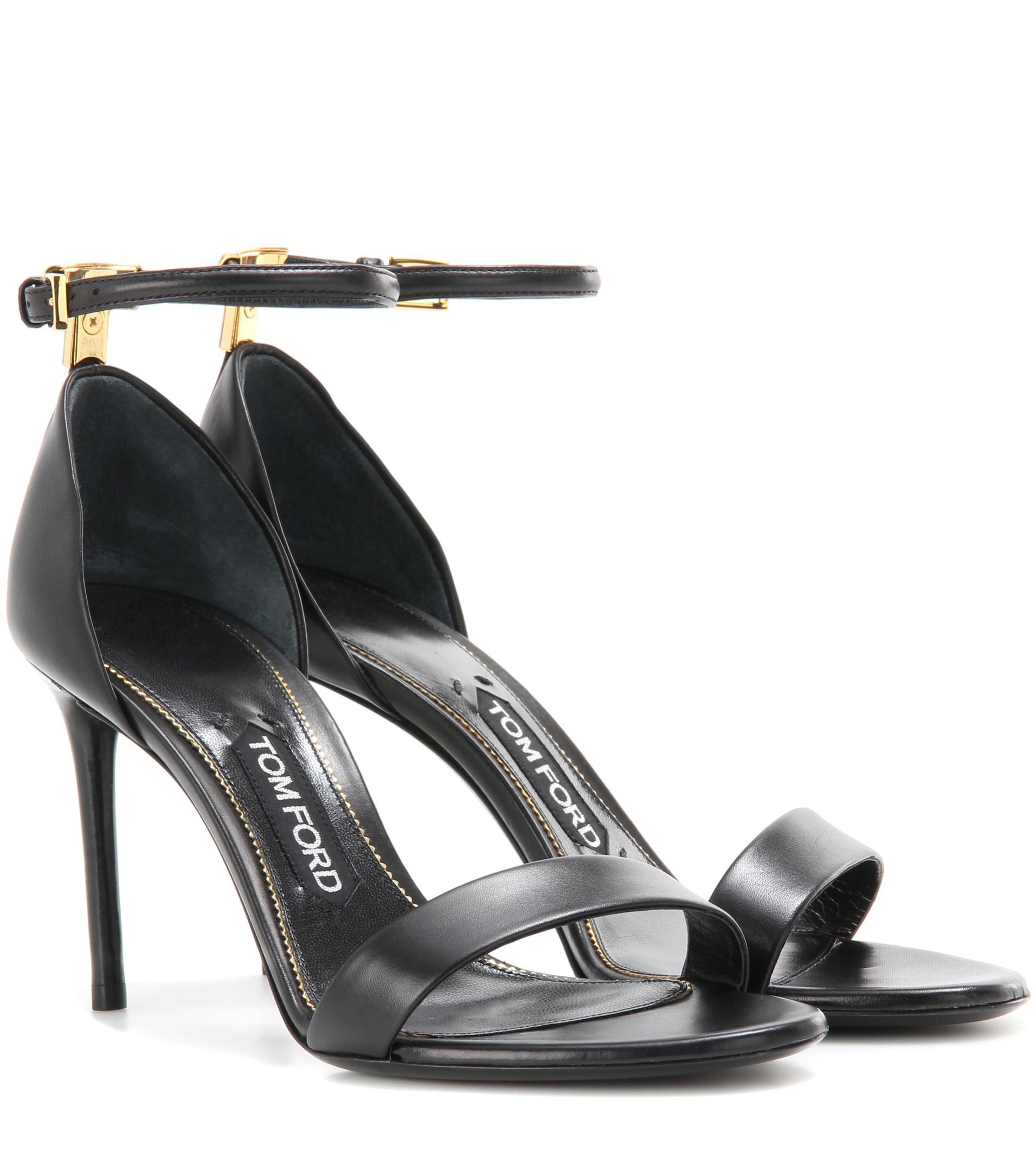 Tom Ford T Leather Sandals in Black - Lyst