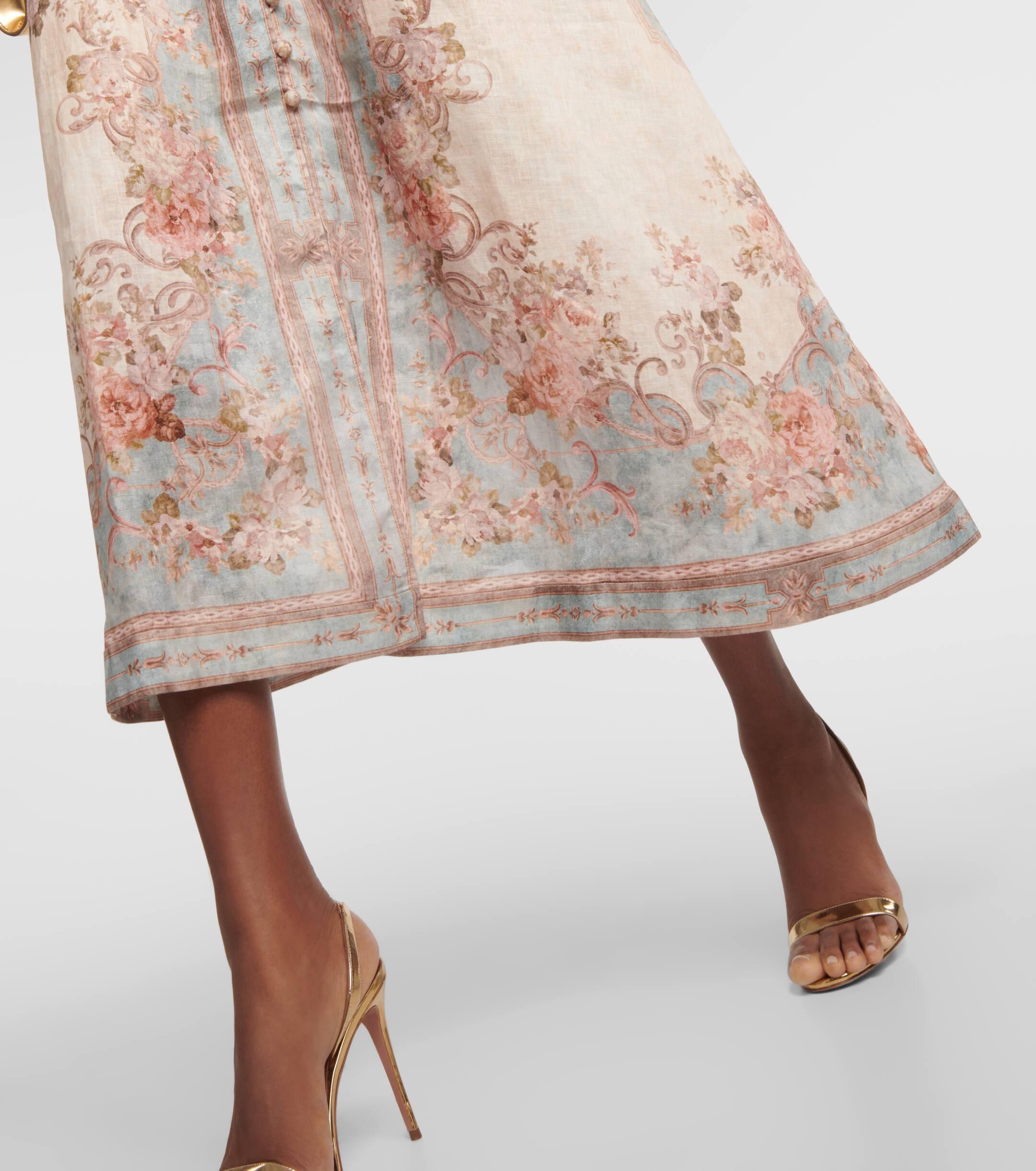 Zimmermann August Printed Linen Midi Dress in Natural | Lyst Canada