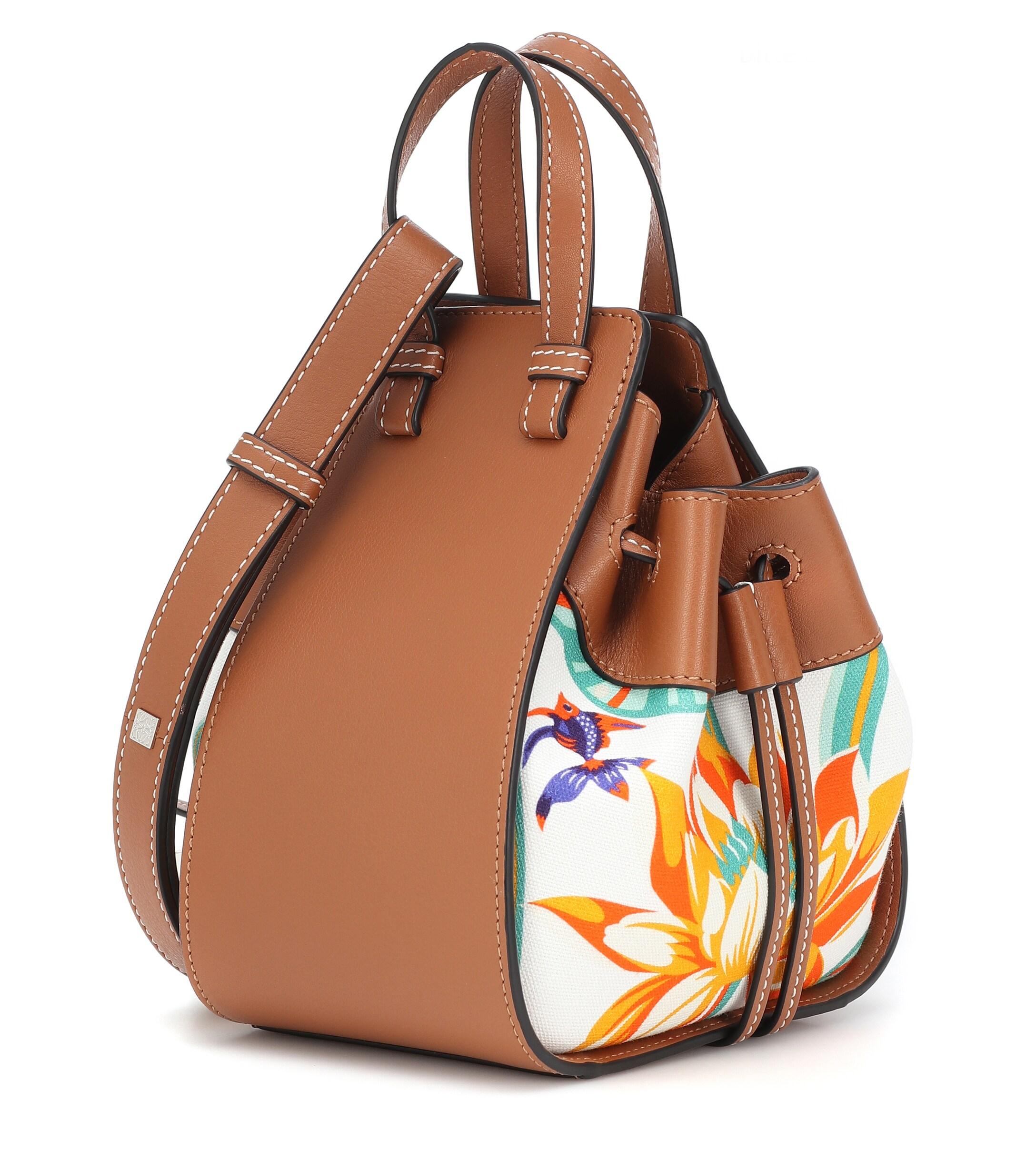 Loewe Paula's Hammock Mini Printed Leather Shoulder Bag in Brown