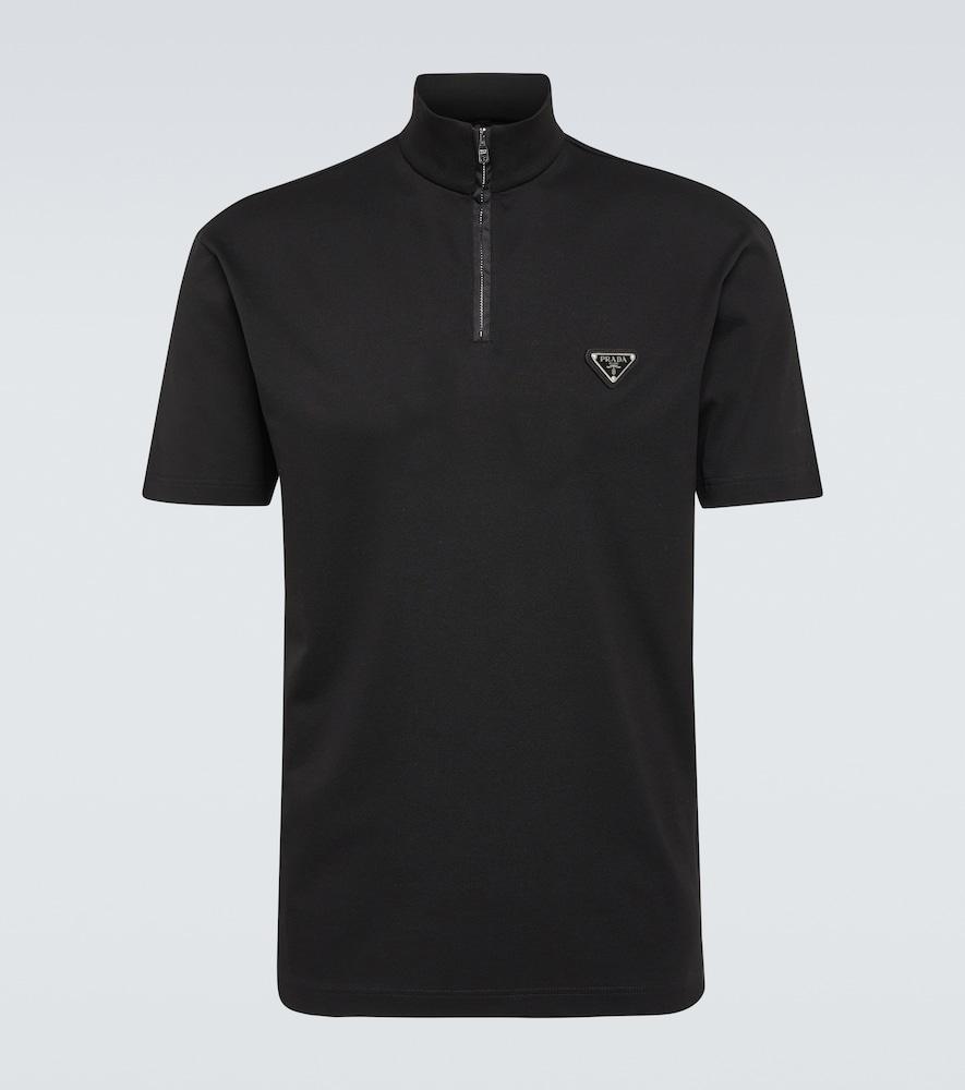 Prada Zip-Up Polo Shirt in Black for Men | Lyst UK