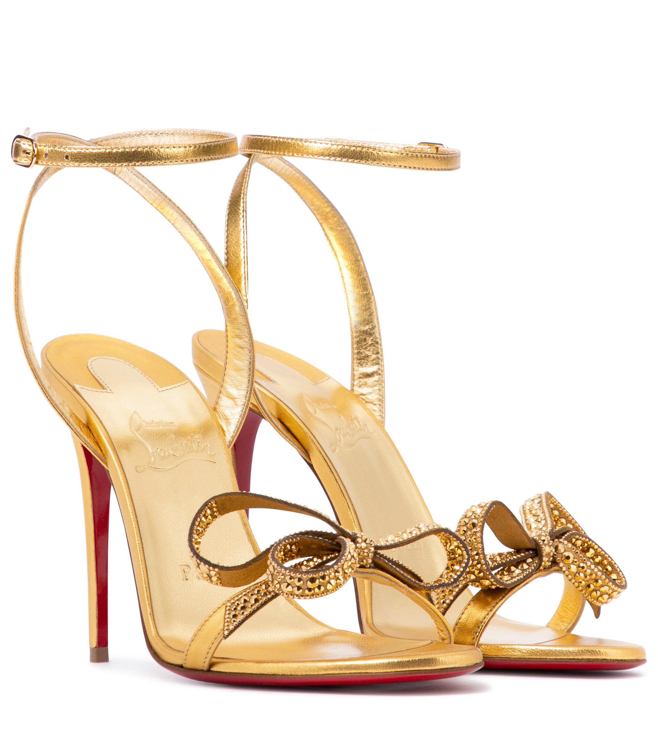 Christian Louboutin Exclusive To Mytheresa – Jewel Queen 100 Leather Sandals  in Gold (Metallic) - Lyst