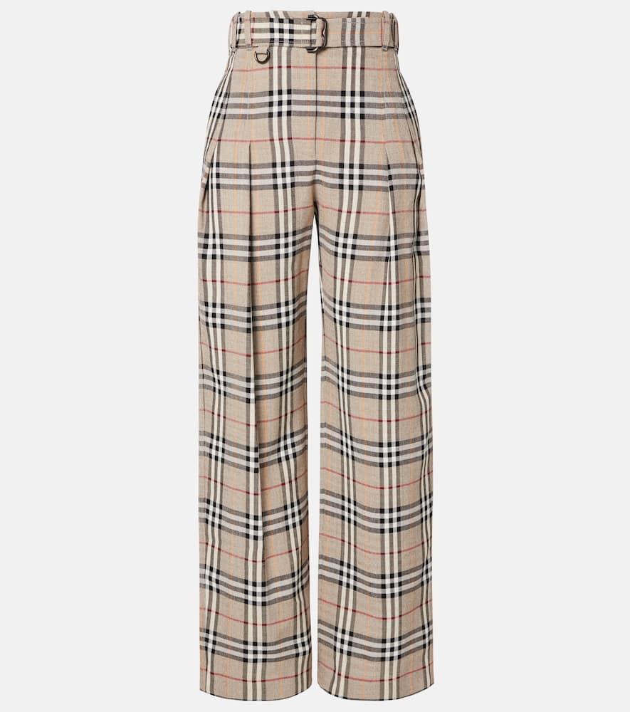 パンツ BURBERRY EMBROIDERED POPLIN PANT thom browne grey pleated dress - Beige Plaid Pattern Pants