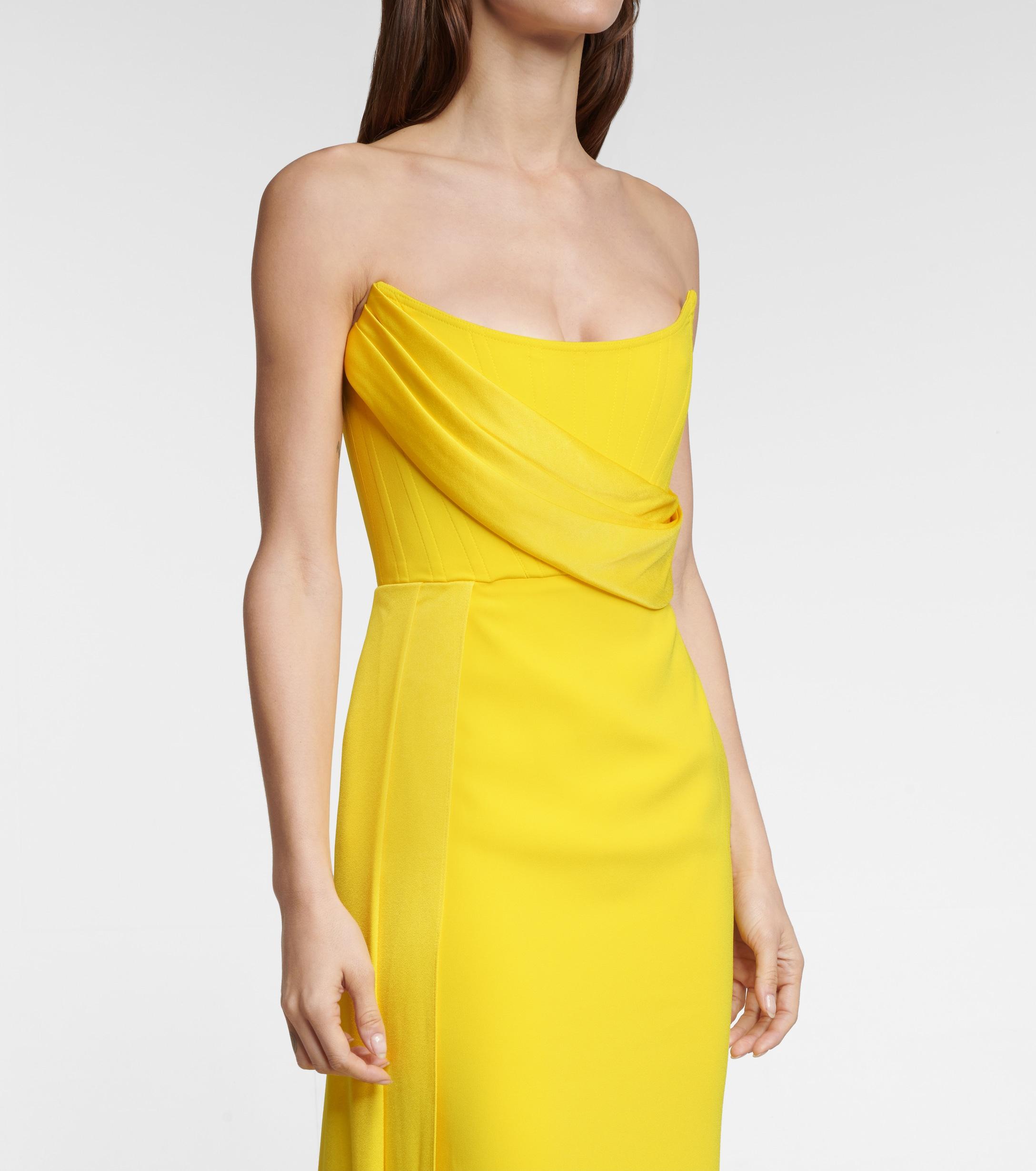 Alex Perry Kirby Crêpe Satin Gown in Yellow - Lyst