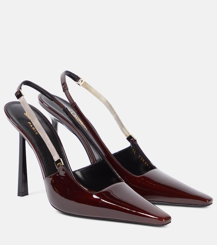 シューズ・サンダルその他 SAINT LAURENT Miller 110 patent leather slingback Miller 110 leather wedges in black - Saint Laurent | Mytheresa