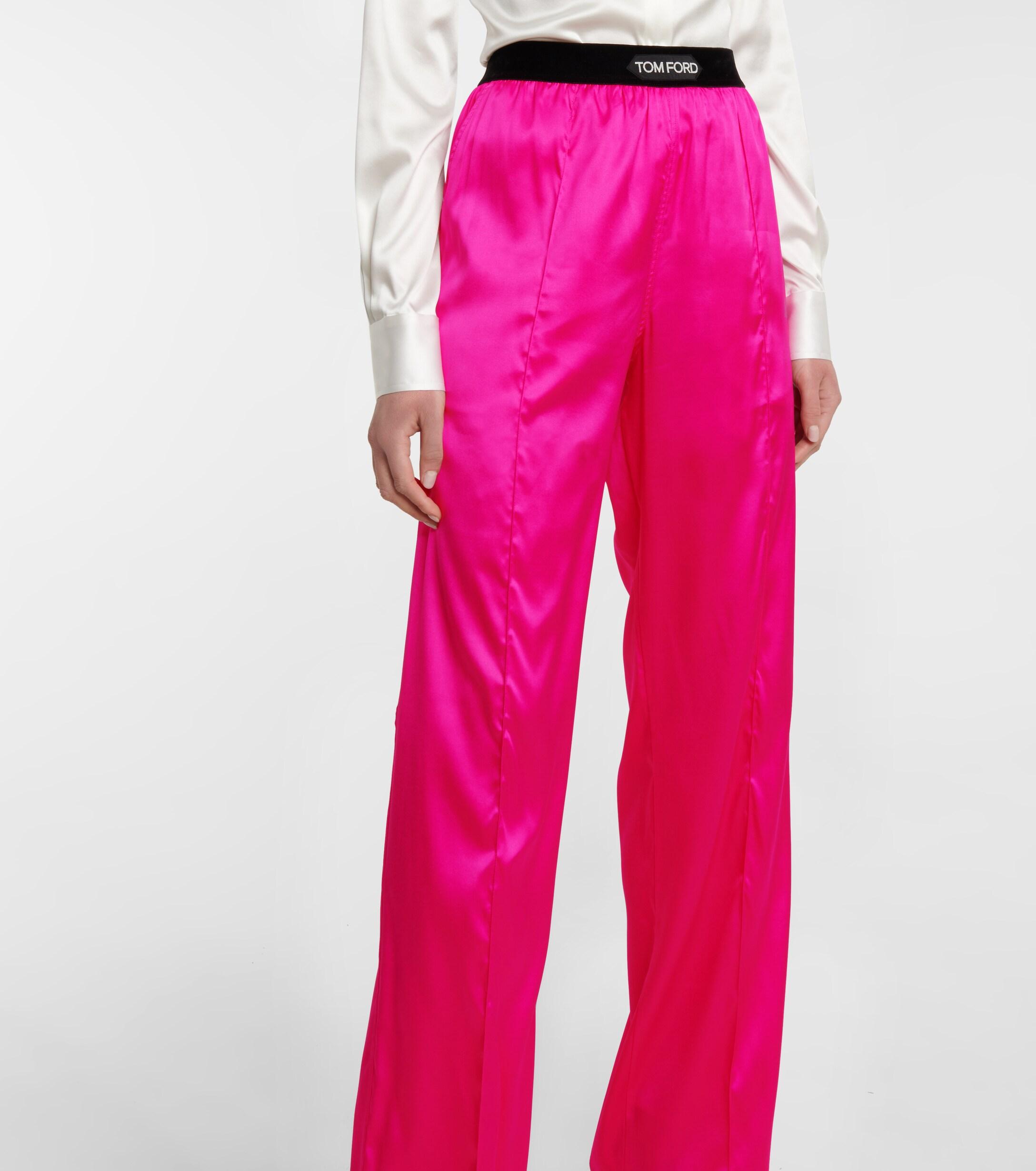 Tom Ford Stretch-silk Satin Straight Pants in Pink | Lyst