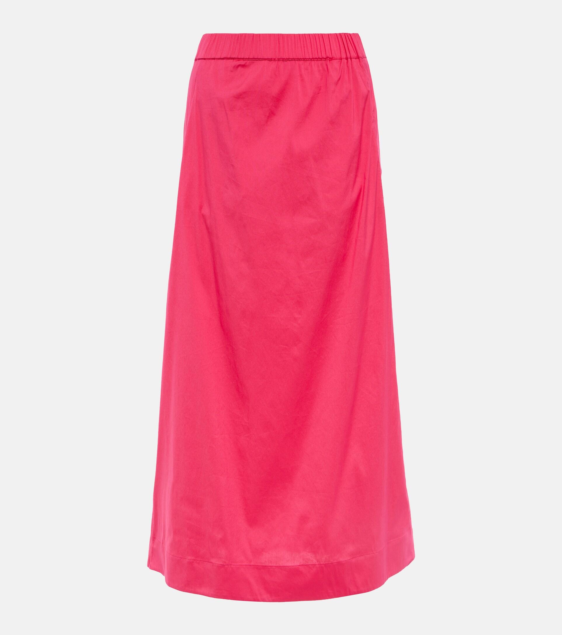 Max Mara Ricetta Poplin Midi Skirt in Pink | Lyst