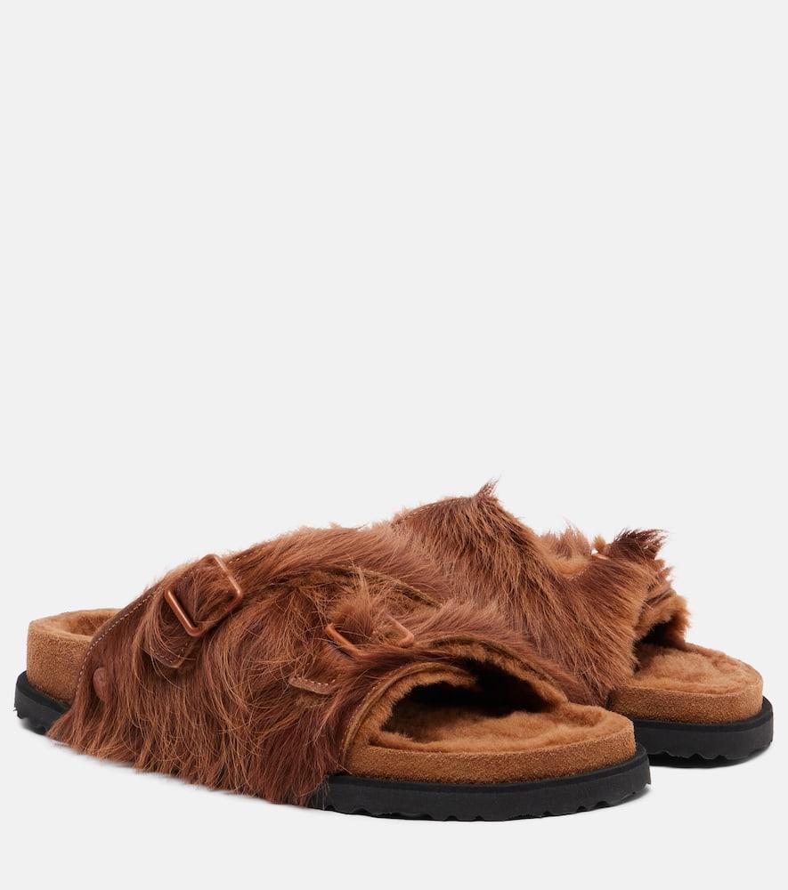 Birkenstock Zurich Shearling Slides in Brown Lyst
