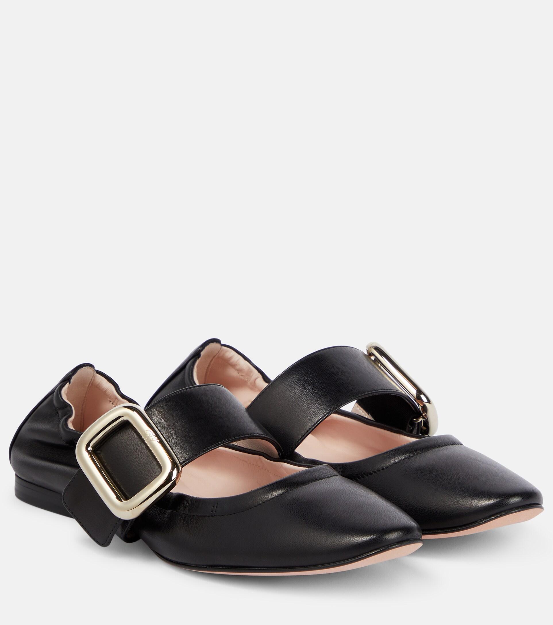 Roger Vivier Soft Choc Babies Leather Ballet Flats in Black Lyst