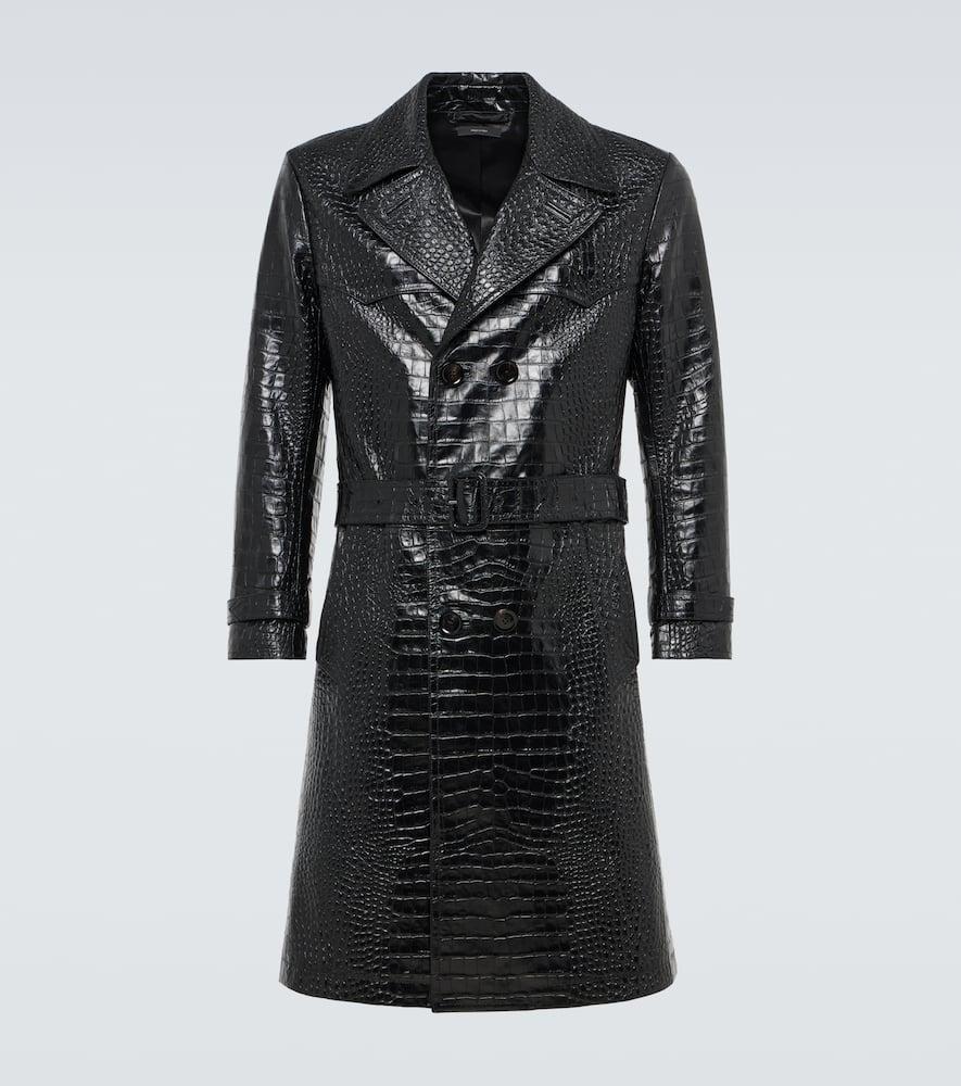 Tom Ford Croc-Effect Leather Trench Coat in Black for Men | Lyst