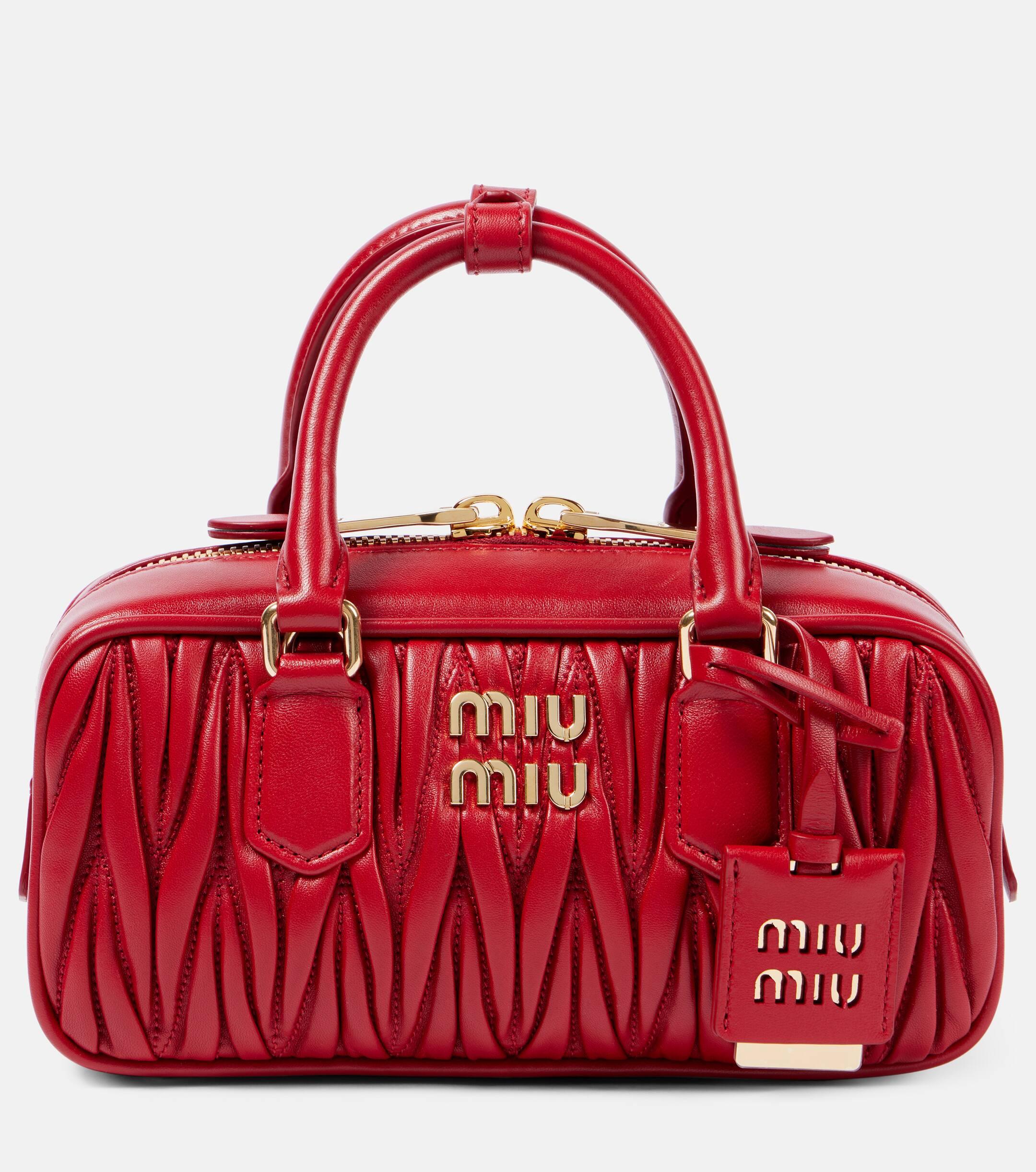 Miu Miu Arcadie Small Matelasse Leather Tote Bag in Red Lyst UK