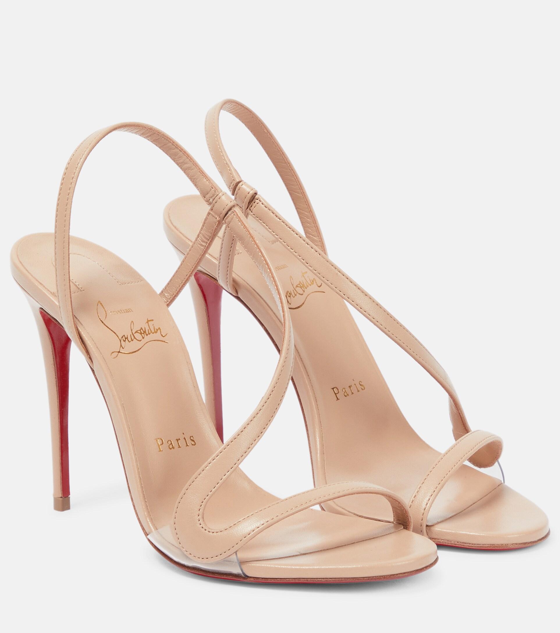 Christian Louboutin Nudes Rosalie Leather Sandals in Natural | Lyst