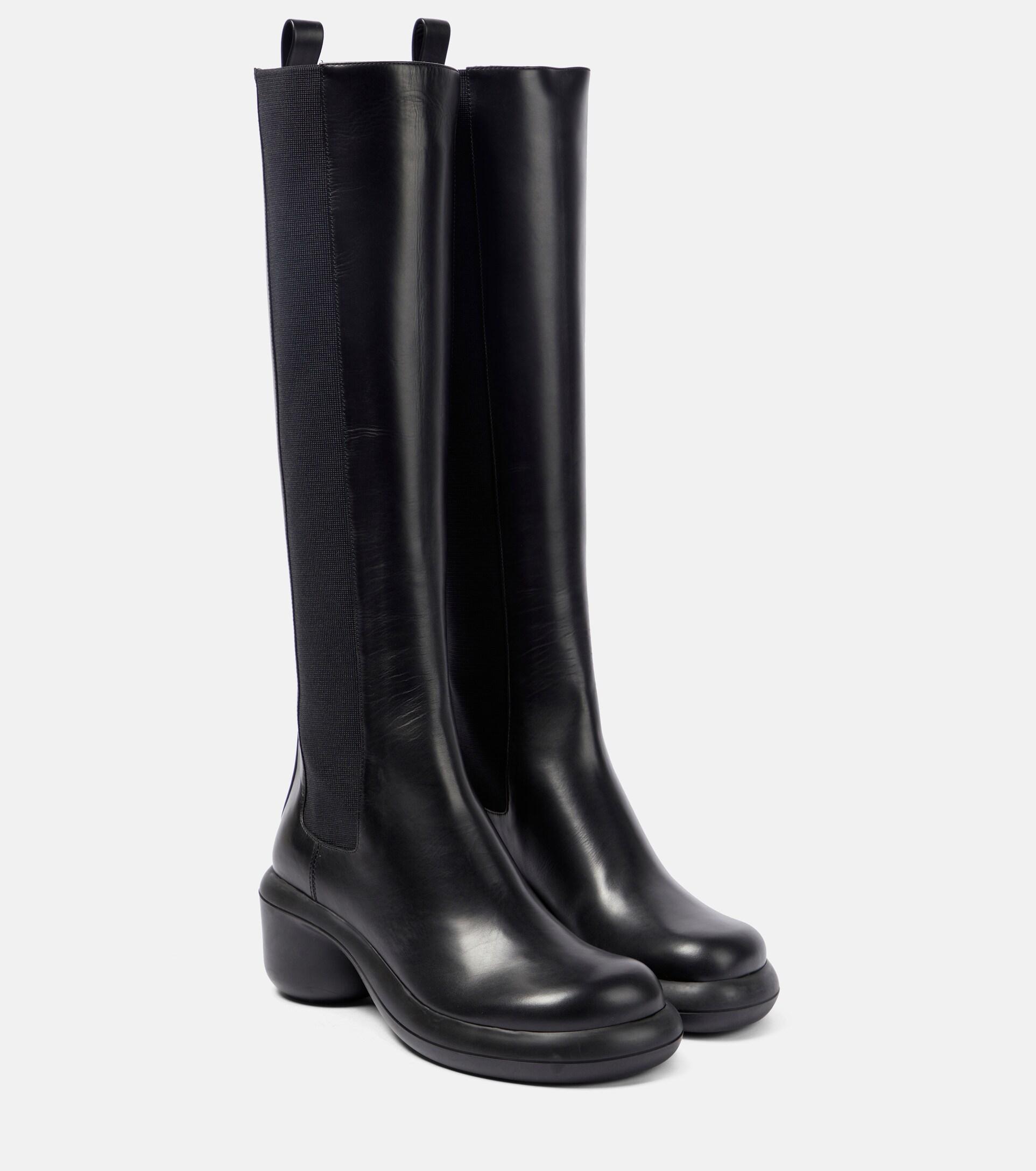 Jil Sander Knee-high Leather Boots in Black | Lyst