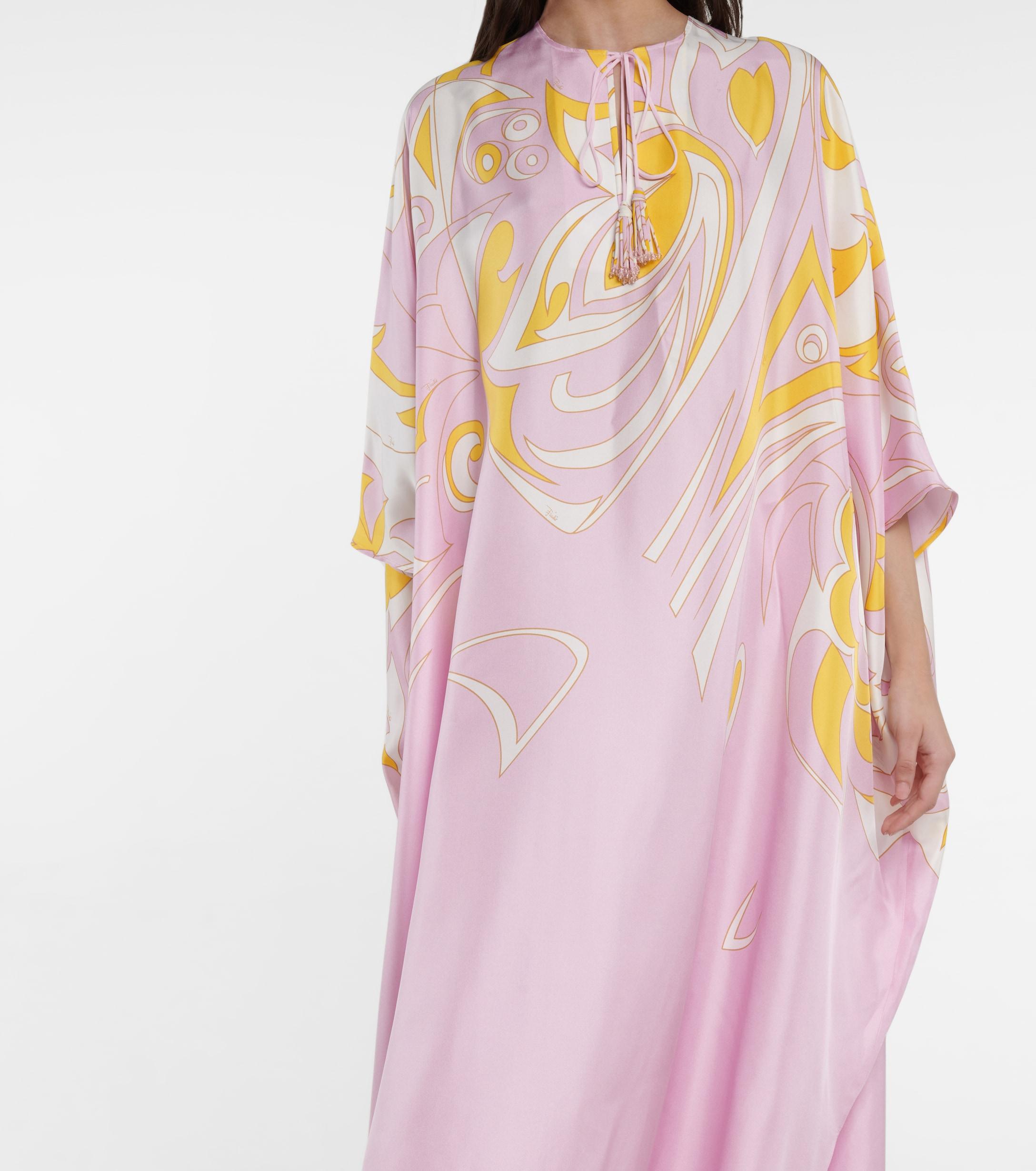 Emilio Pucci Printed Silk Twill Kaftan in Pink - Lyst