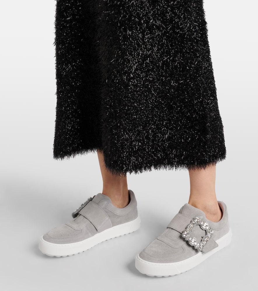 Roger Vivier Very Vivier Embellished Suede Sneakers in White