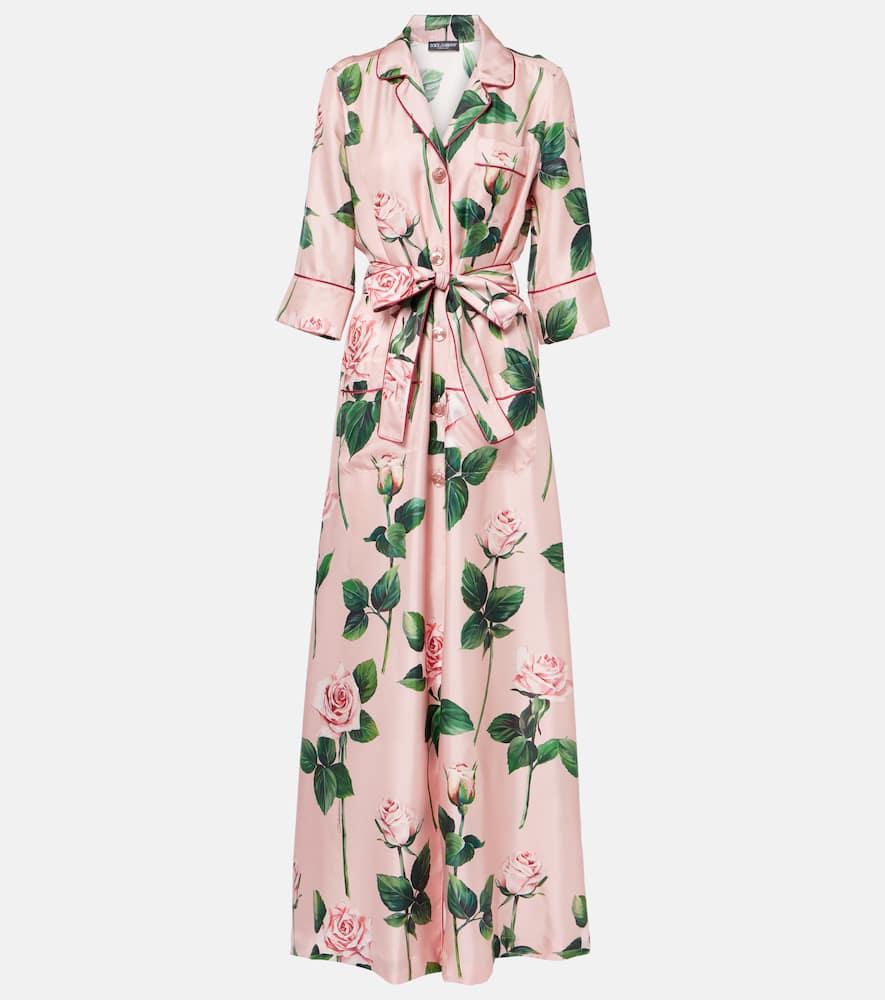 ワンピース DOLCE & GABBANA Silk Wrap Midi Dress dolce-gabbana-cat-floral-