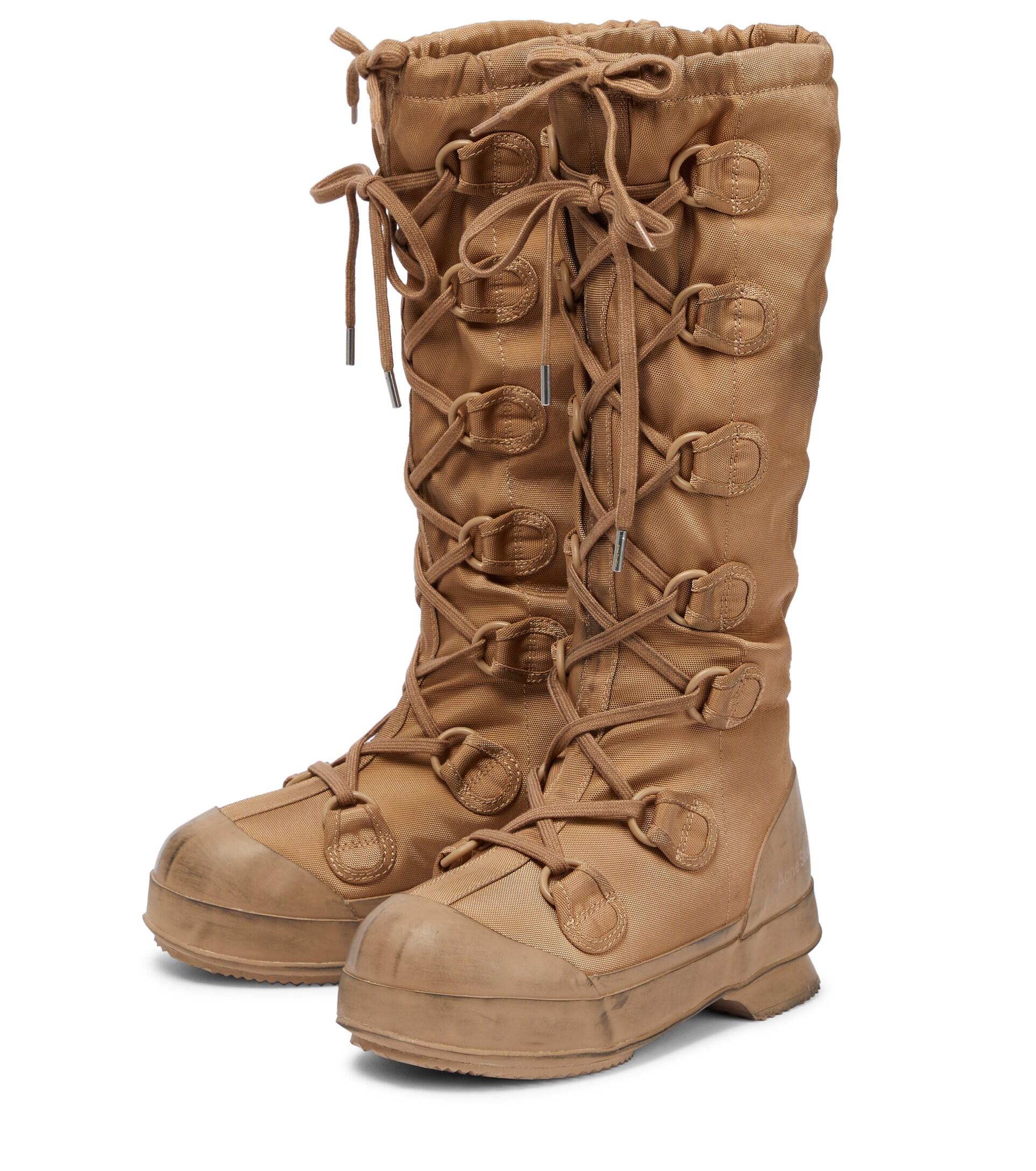 Acne Studios Technical Knee high Combat Boots in Brown Lyst