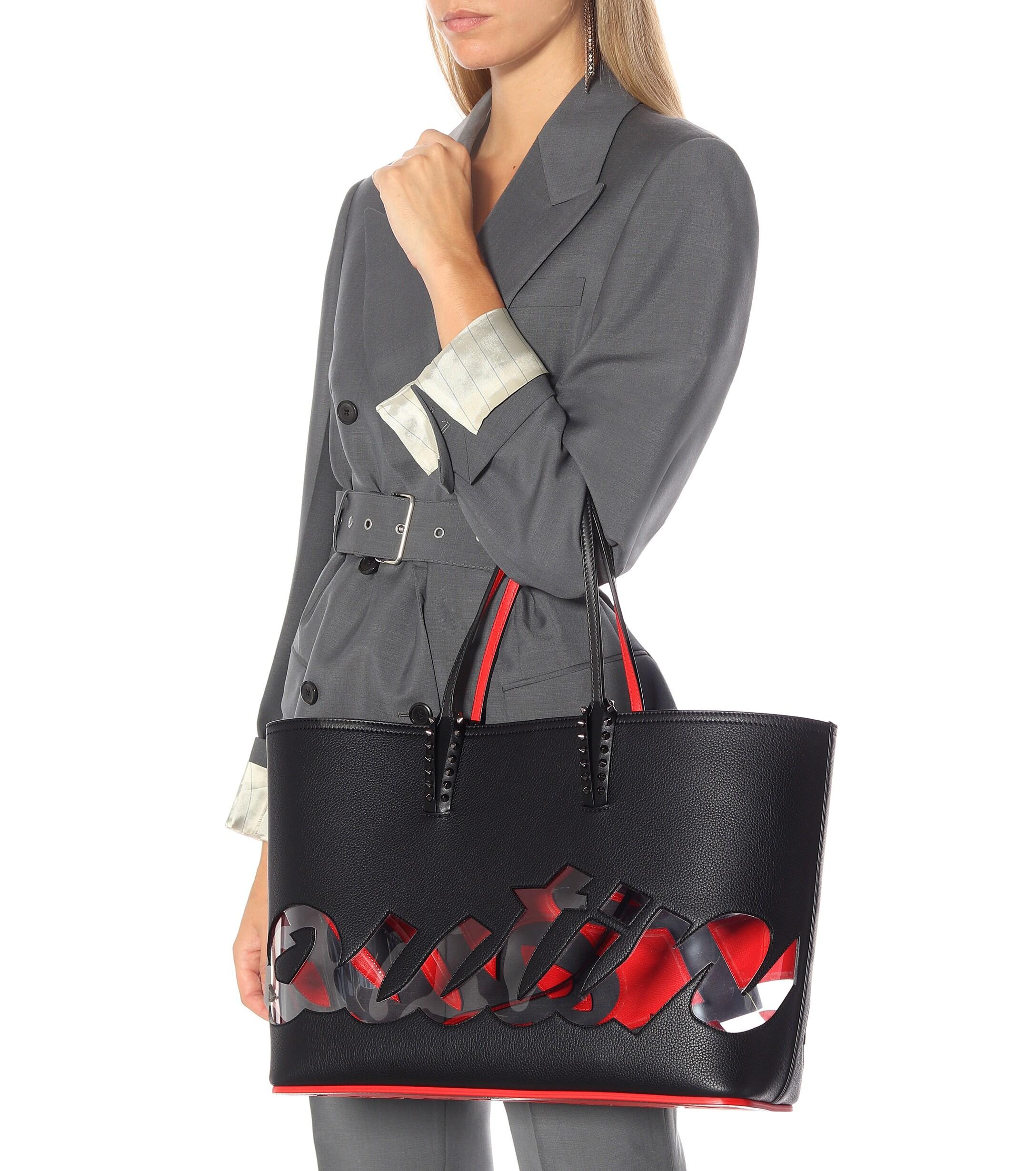 Christian Louboutin Cabata Logo Leather Tote in Black | Lyst