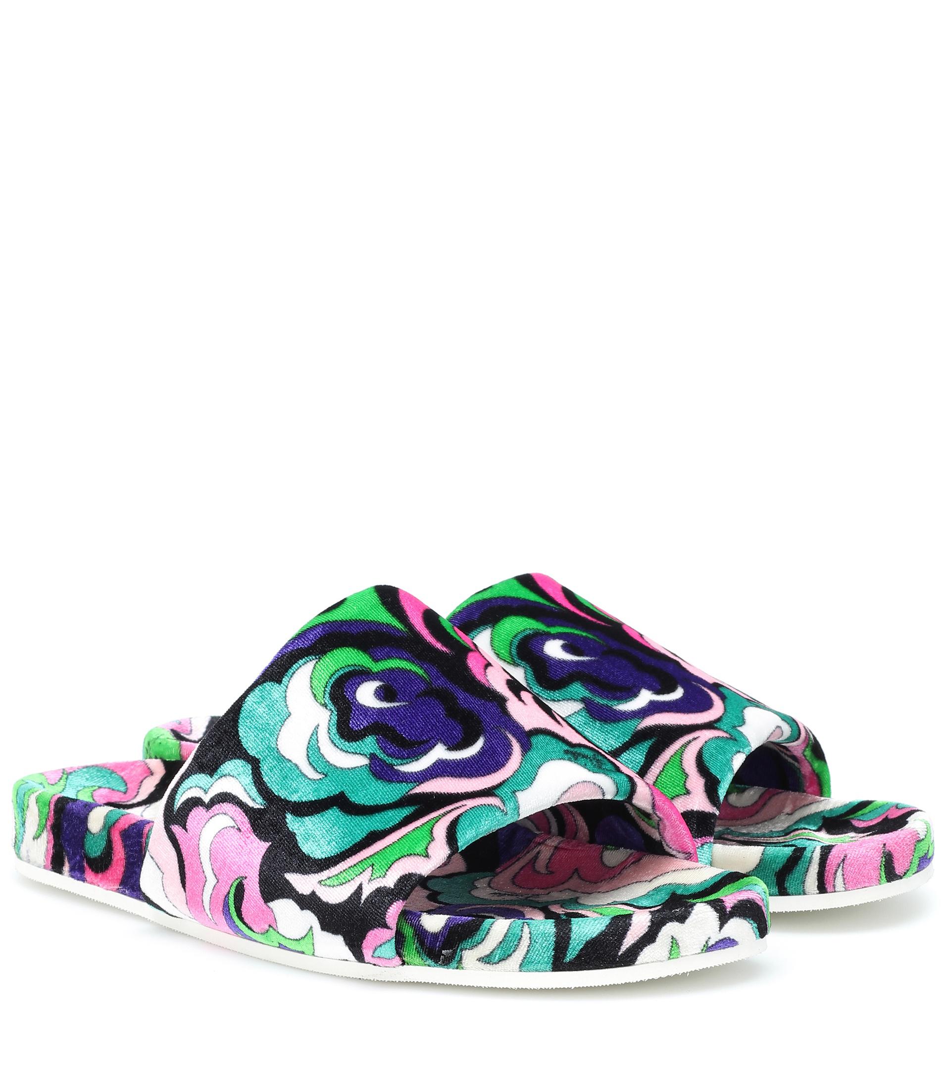 Lyst - Emilio Pucci Printed Velvet Slides