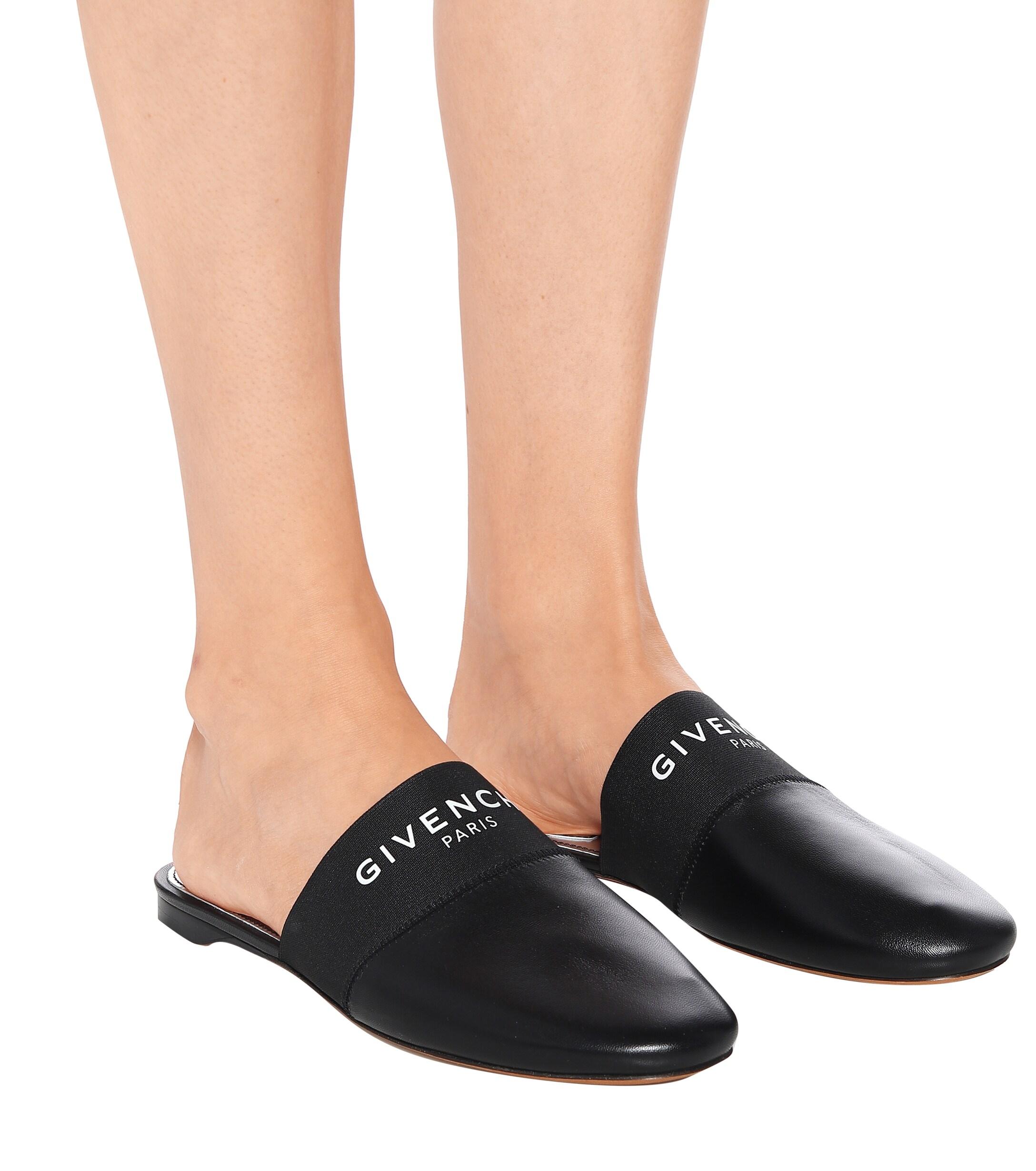 Givenchy Leather Bedford Black Flat Mules - Save 42% | Lyst