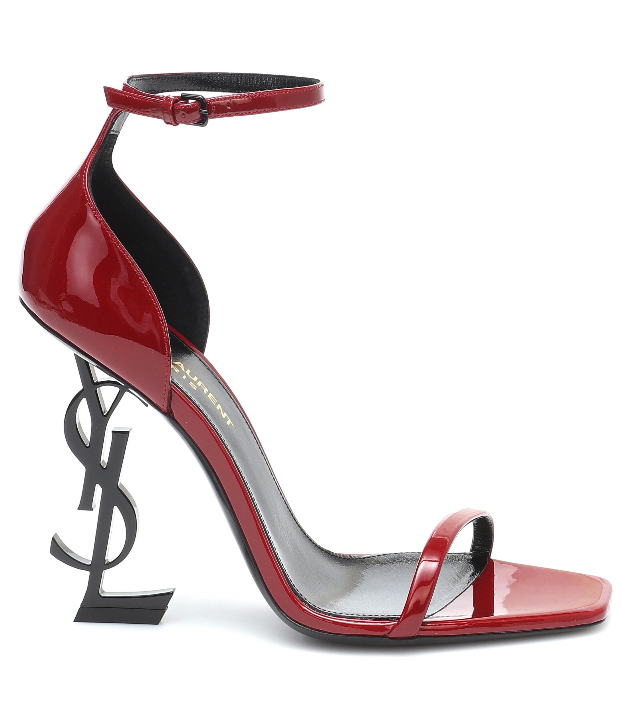 Saint Laurent Opyum Patent Leather Sandals in Red | Lyst