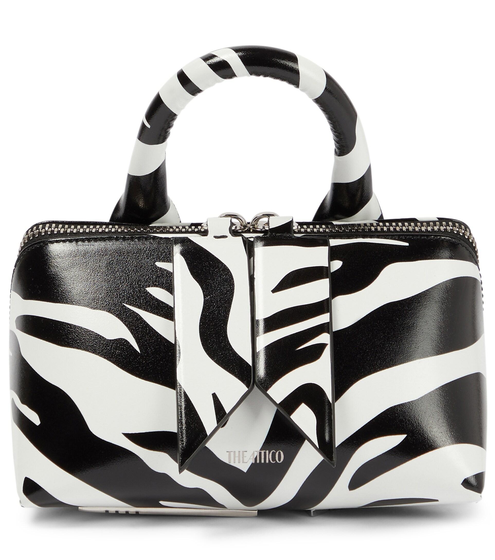 The Attico Friday Mini Zebraprint Leather Tote Bag in Black Lyst