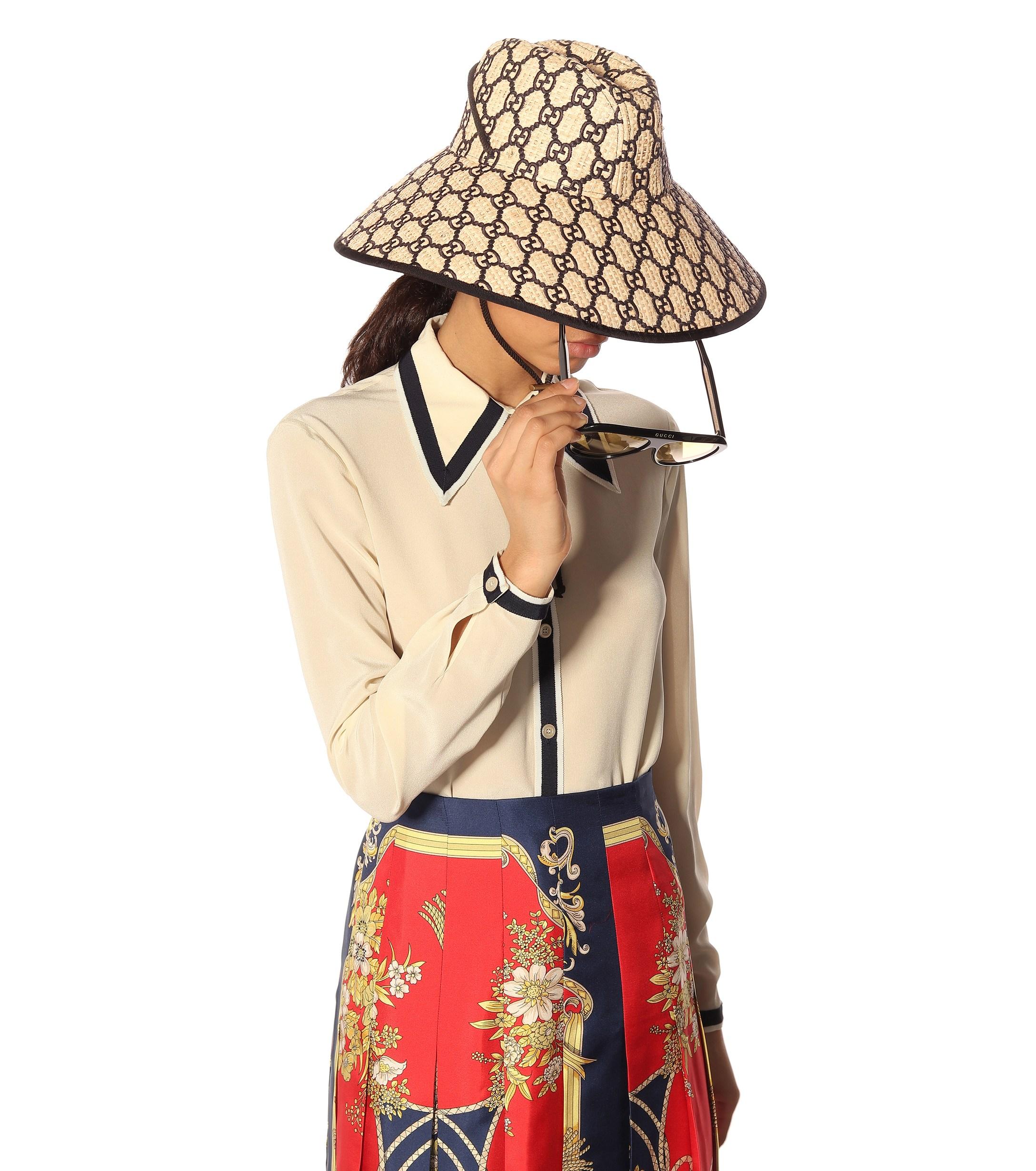 gg raffia wide brim hat