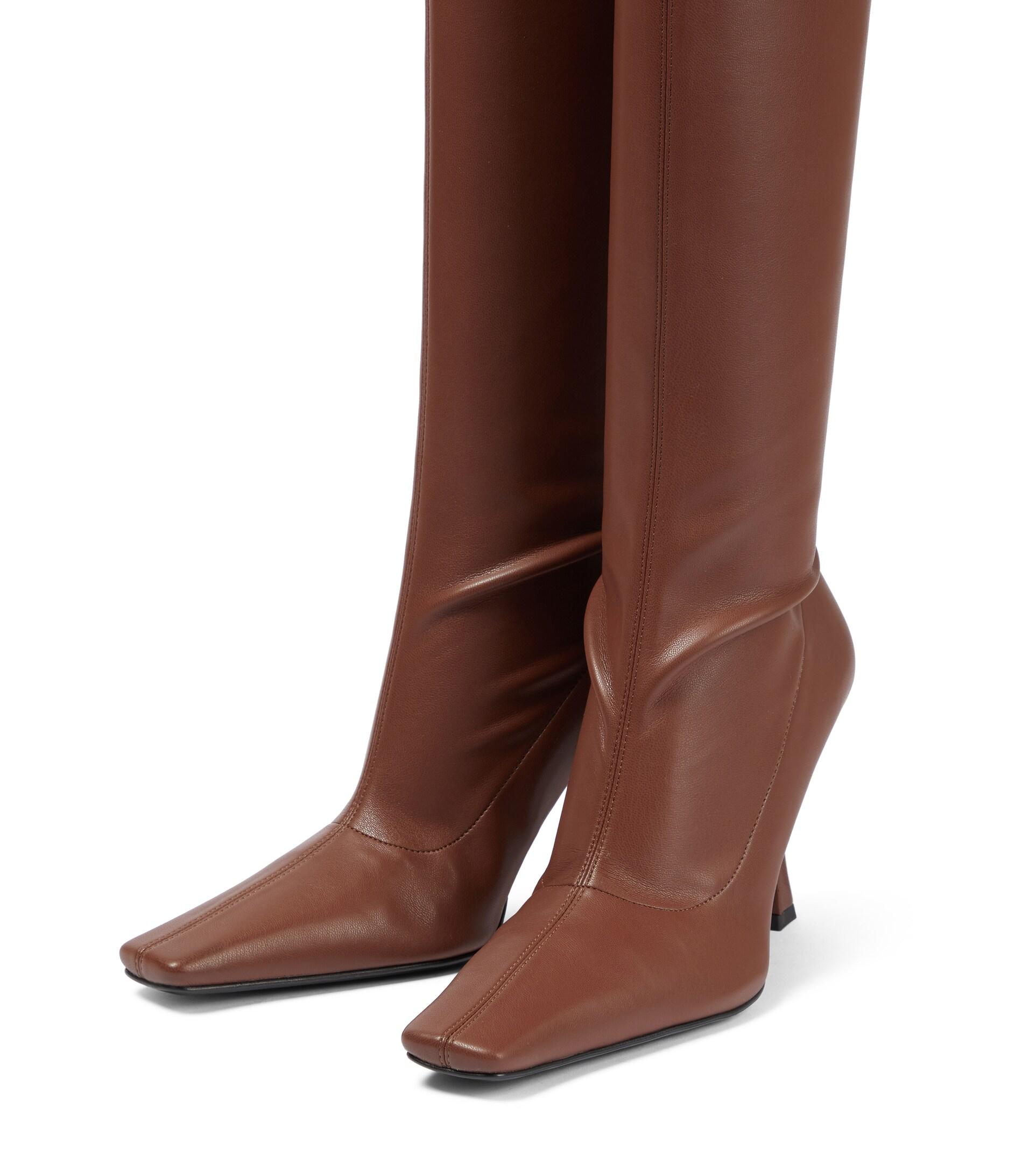 Womens Boots Proenza Schouler Boots Proenza Schouler Leather Ruched Over-the-knee Boots in Brown 