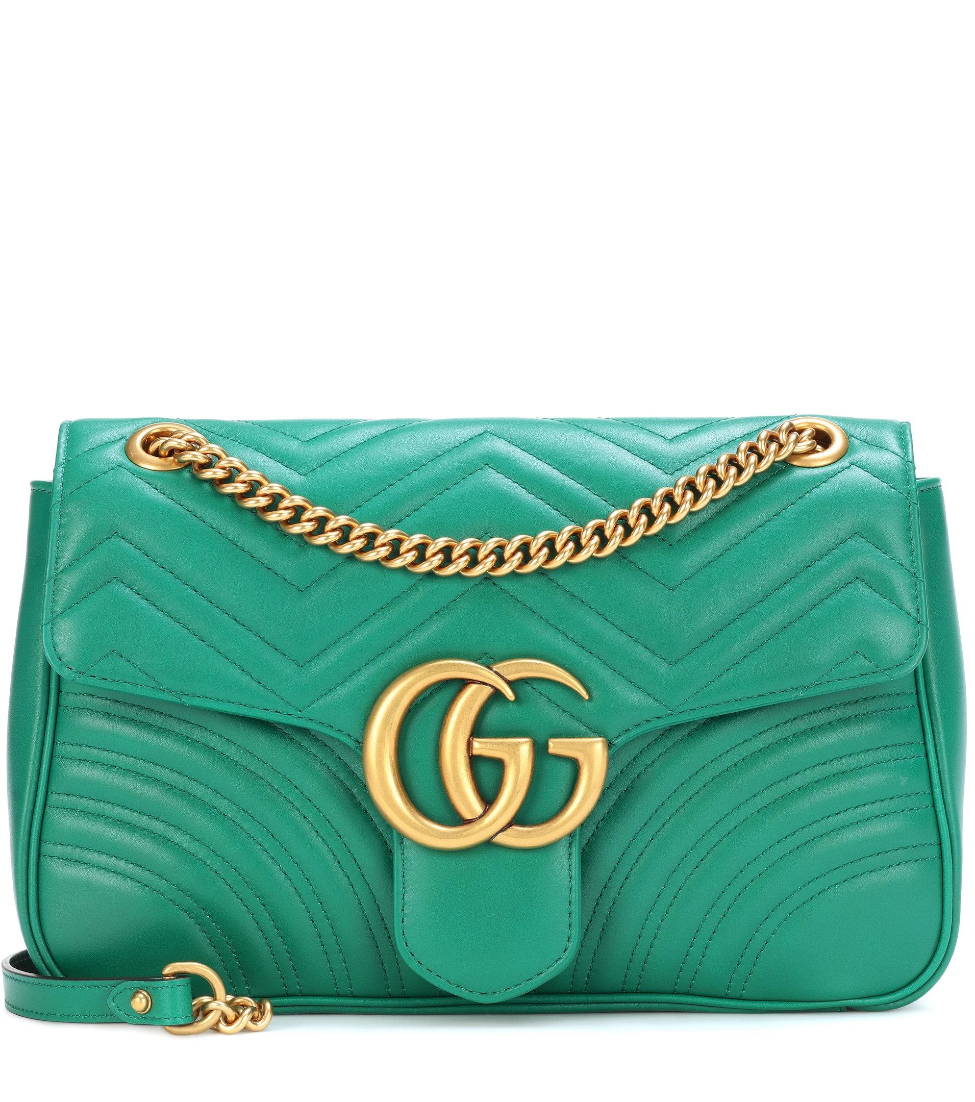Gucci Gg Marmont Medium Leather Shoulder Bag in Green | Lyst