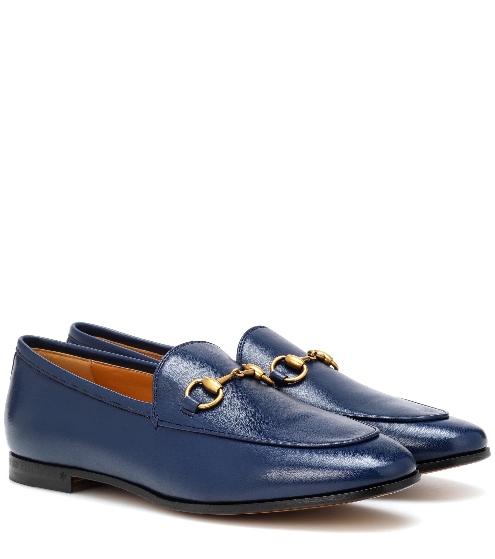 Gucci Jordaan Leather Loafers in Blue - Lyst