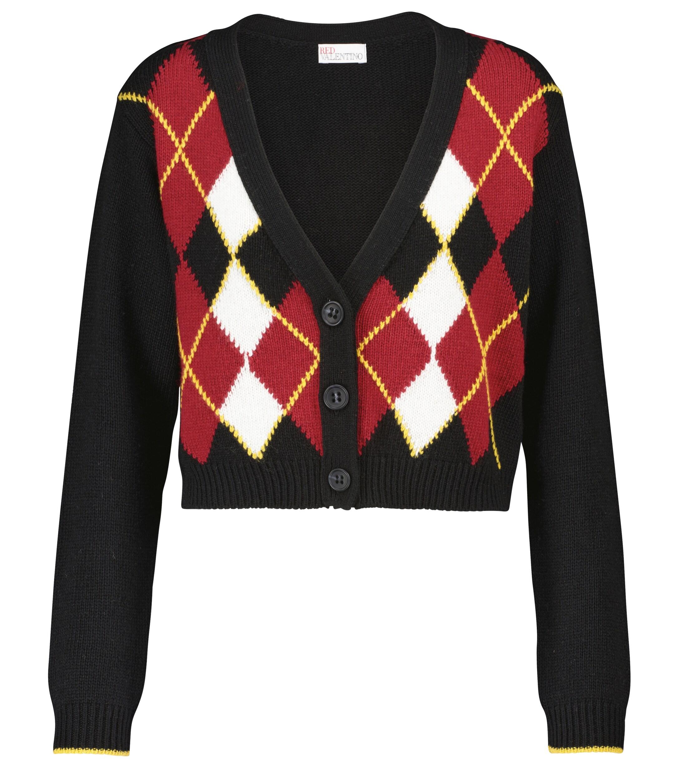 red black cardigan