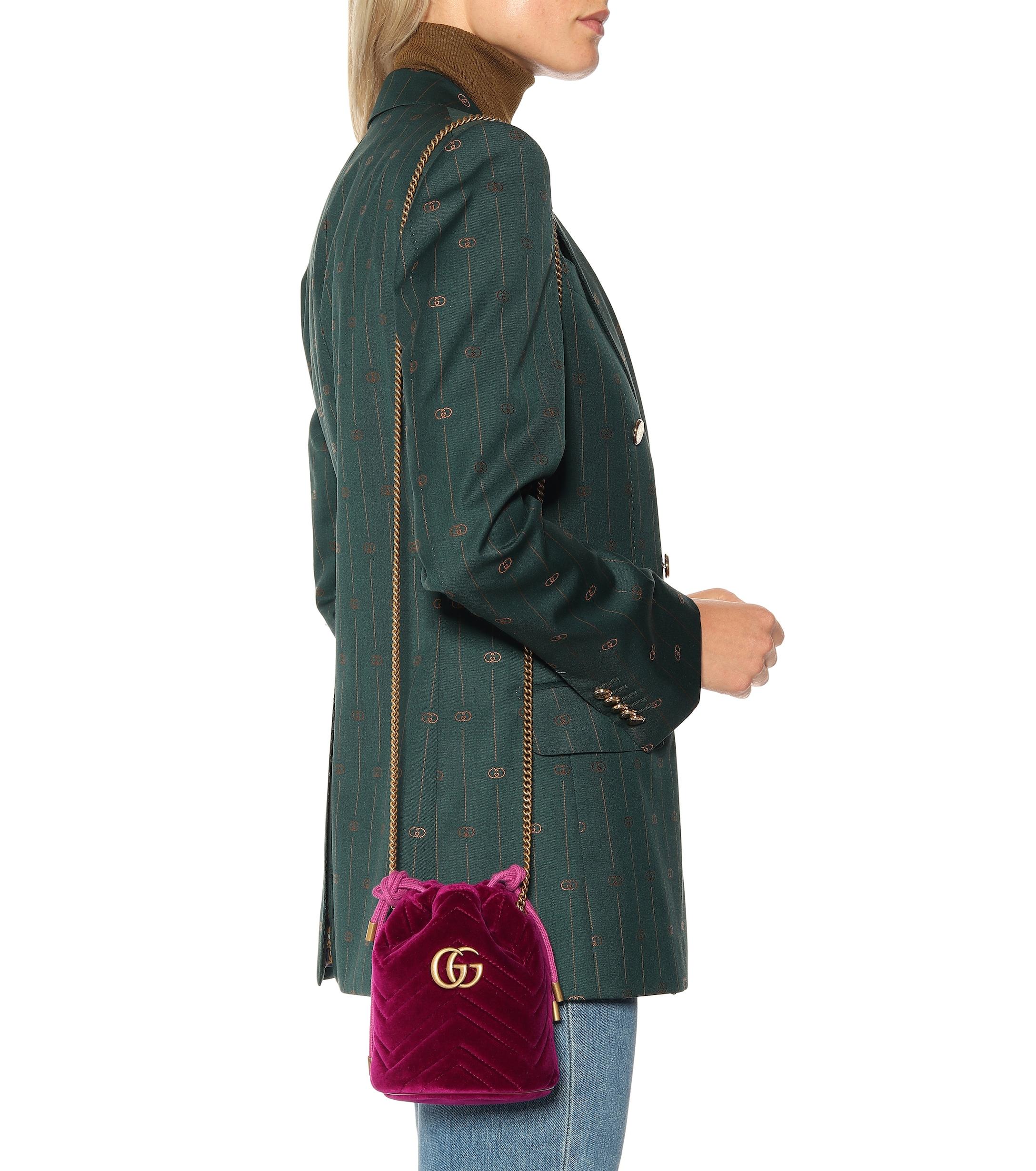 Gucci GG Marmont Mini Velvet Bucket Bag | Lyst