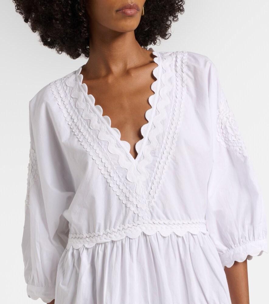Juliet Dunn Embroidered Cotton Poplin Minidress in White | Lyst