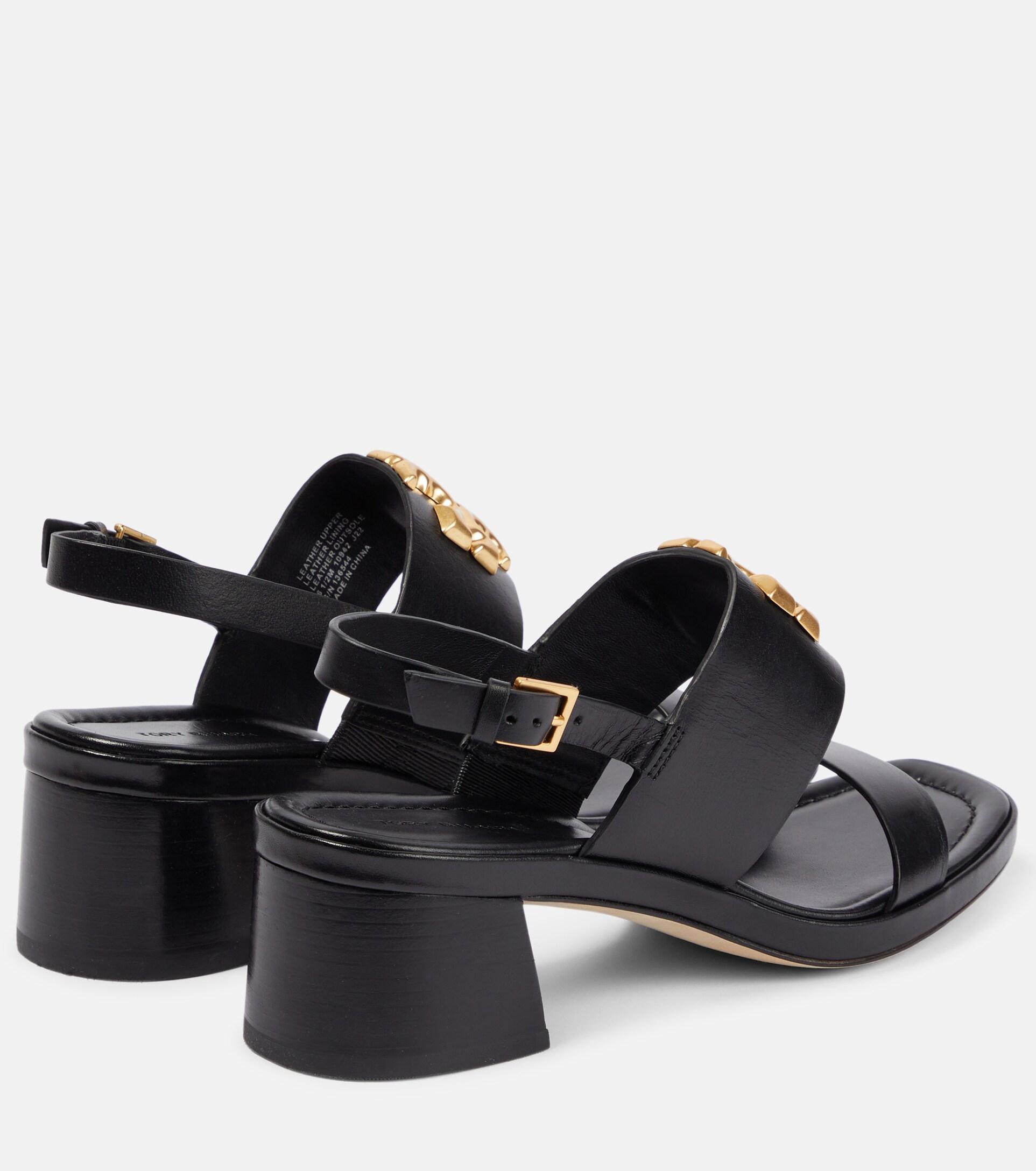 Tory burch top black leather sandals
