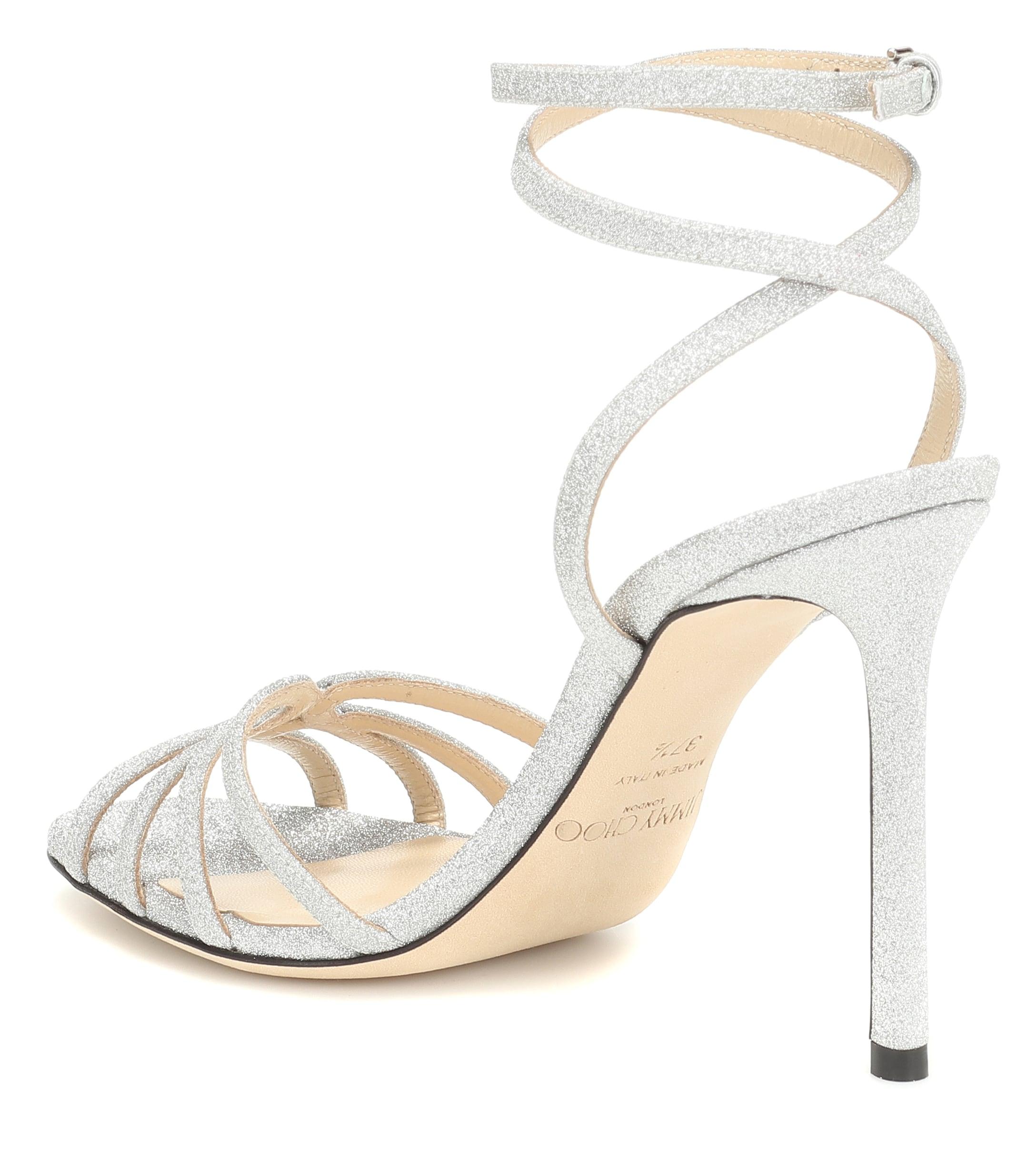 jimmy choo mimi metallic leather sandals