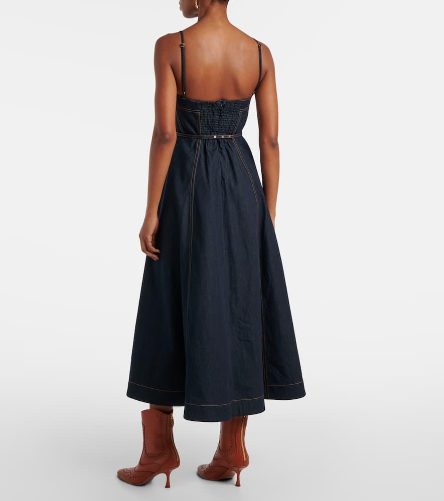 zimmermann denim corset dress Crush gathered denim mini dress - dark denim