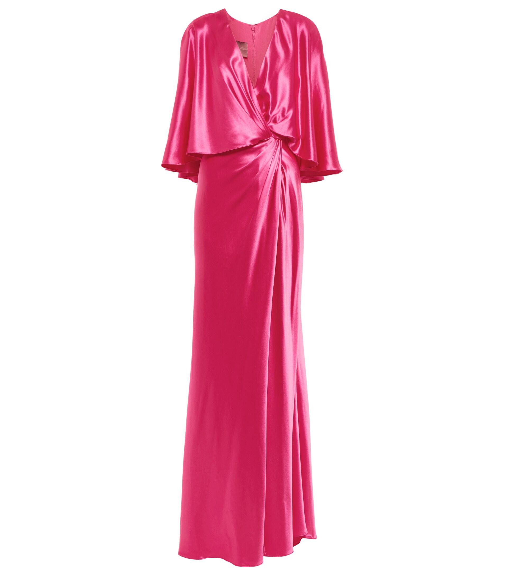 Monique Lhuillier Draped Satin Gown in Pink | Lyst