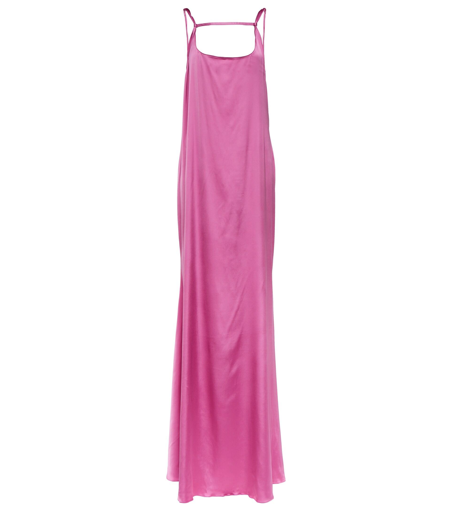 Jacquemus La Robe Mentalo Satin Maxi Dress in Pink | Lyst