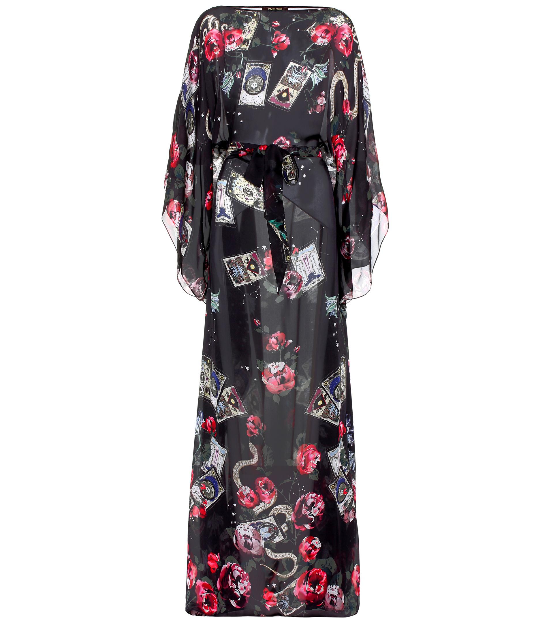 Roberto Cavalli Printed Silk Kaftan Dress - Lyst