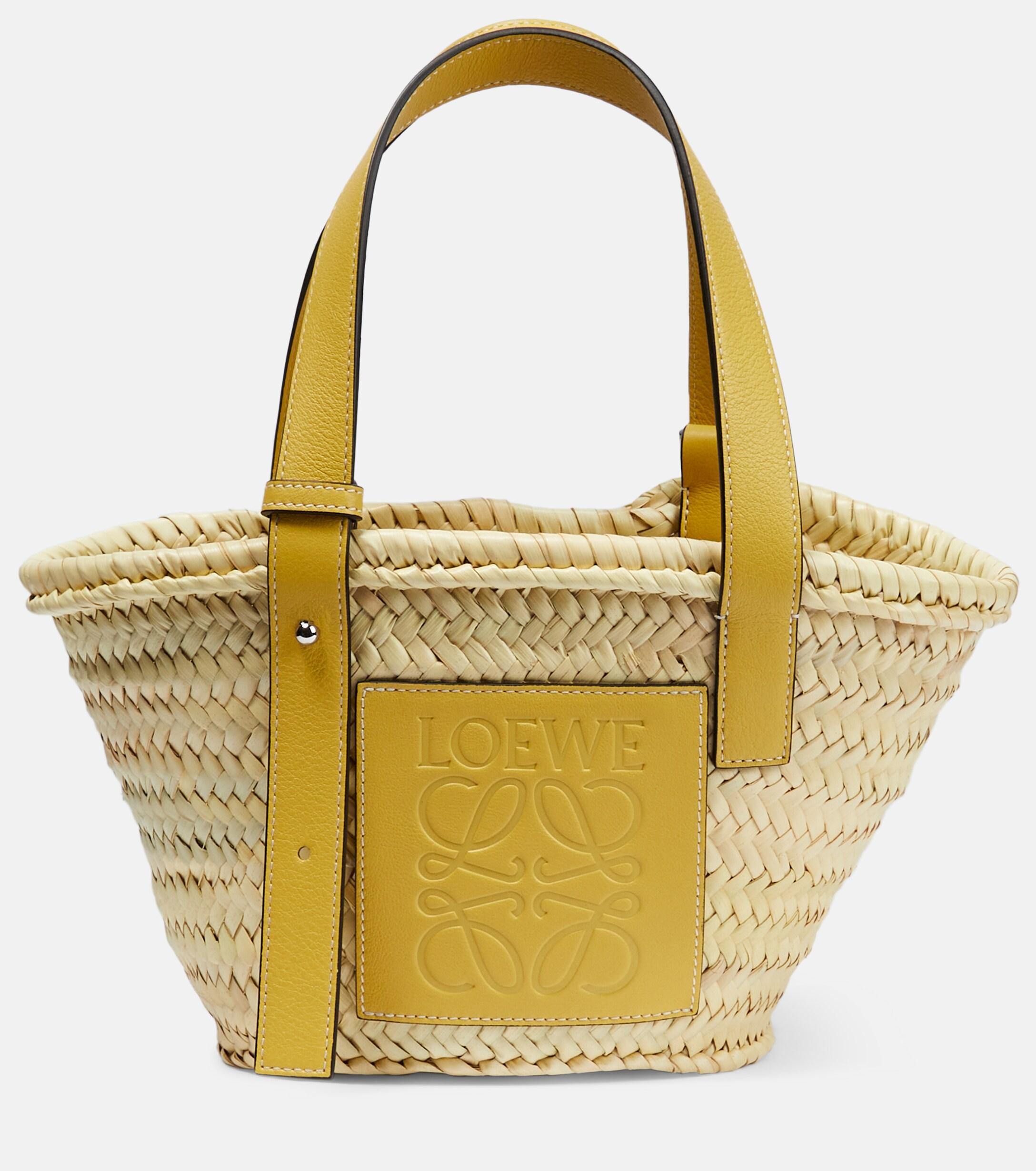 Loewe X Howl's Moving Castle Small Leather-trimmed Basket Tote Bag in ...