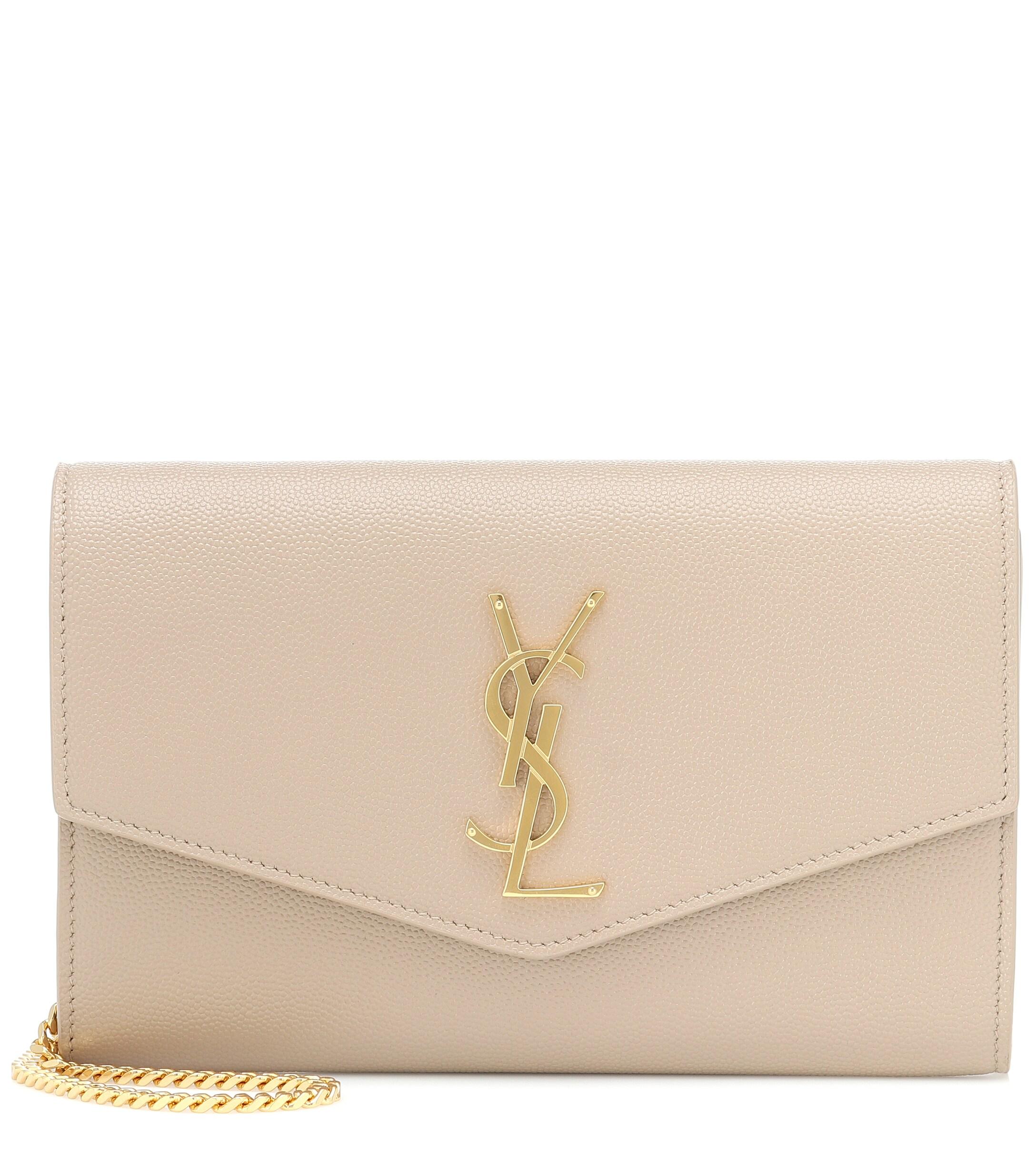 Saint Laurent Uptown Small Leather Clutch in Beige (Natural) - Lyst