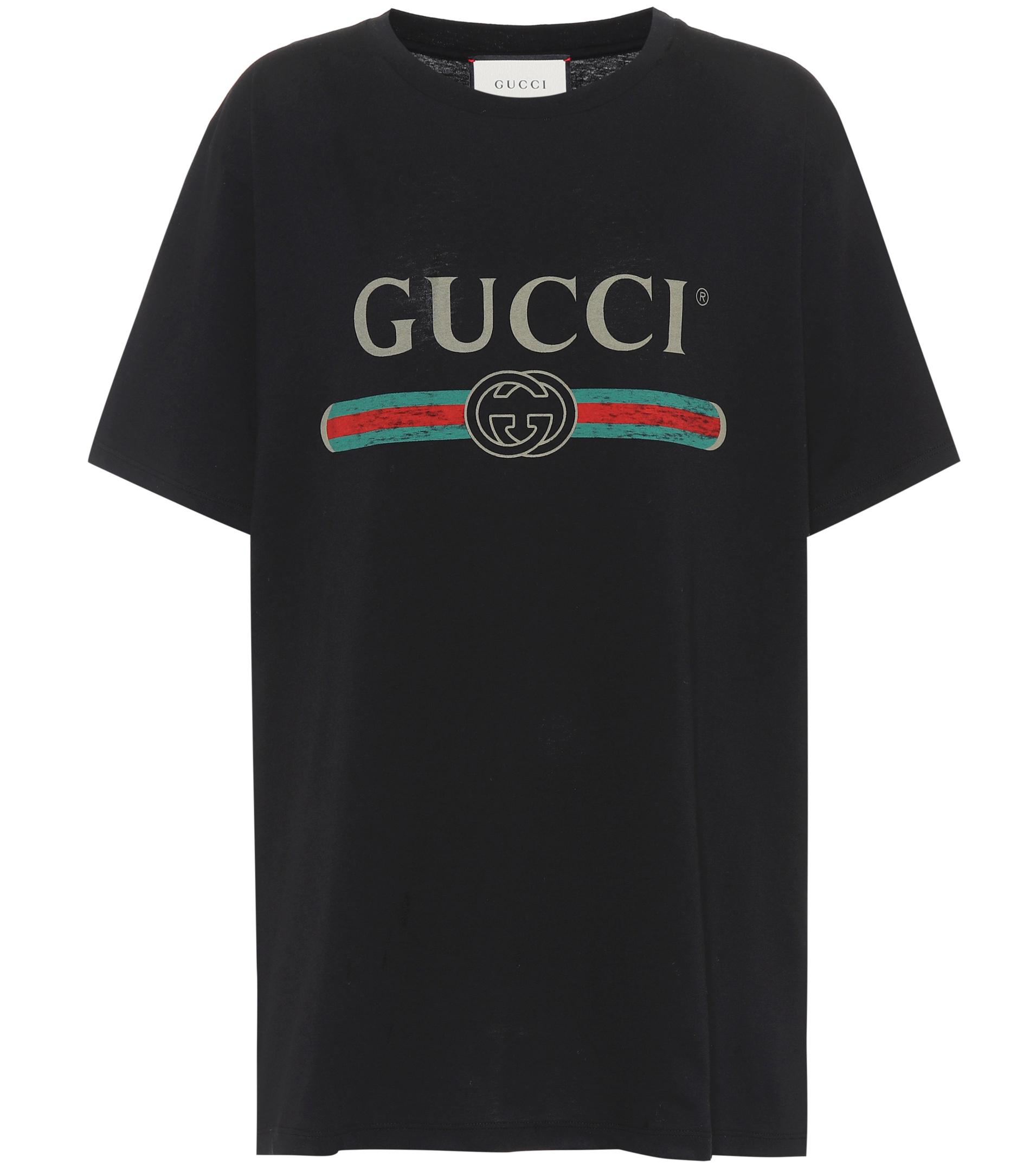 Gucci Cotton Oversized Logo T-shirt in Black - Save 40% - Lyst