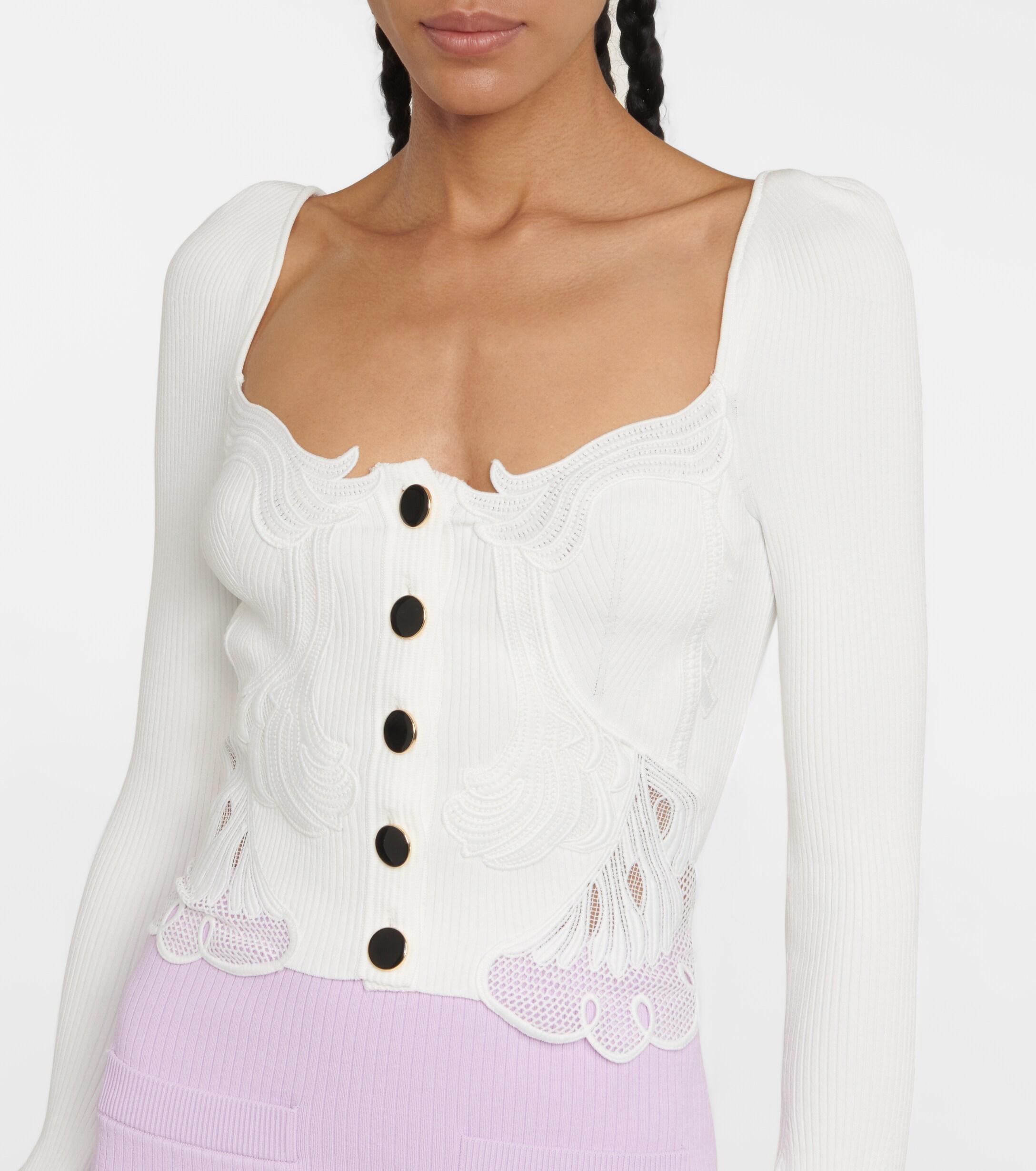 Self-Portrait Lace-trimmed Cardigan in 