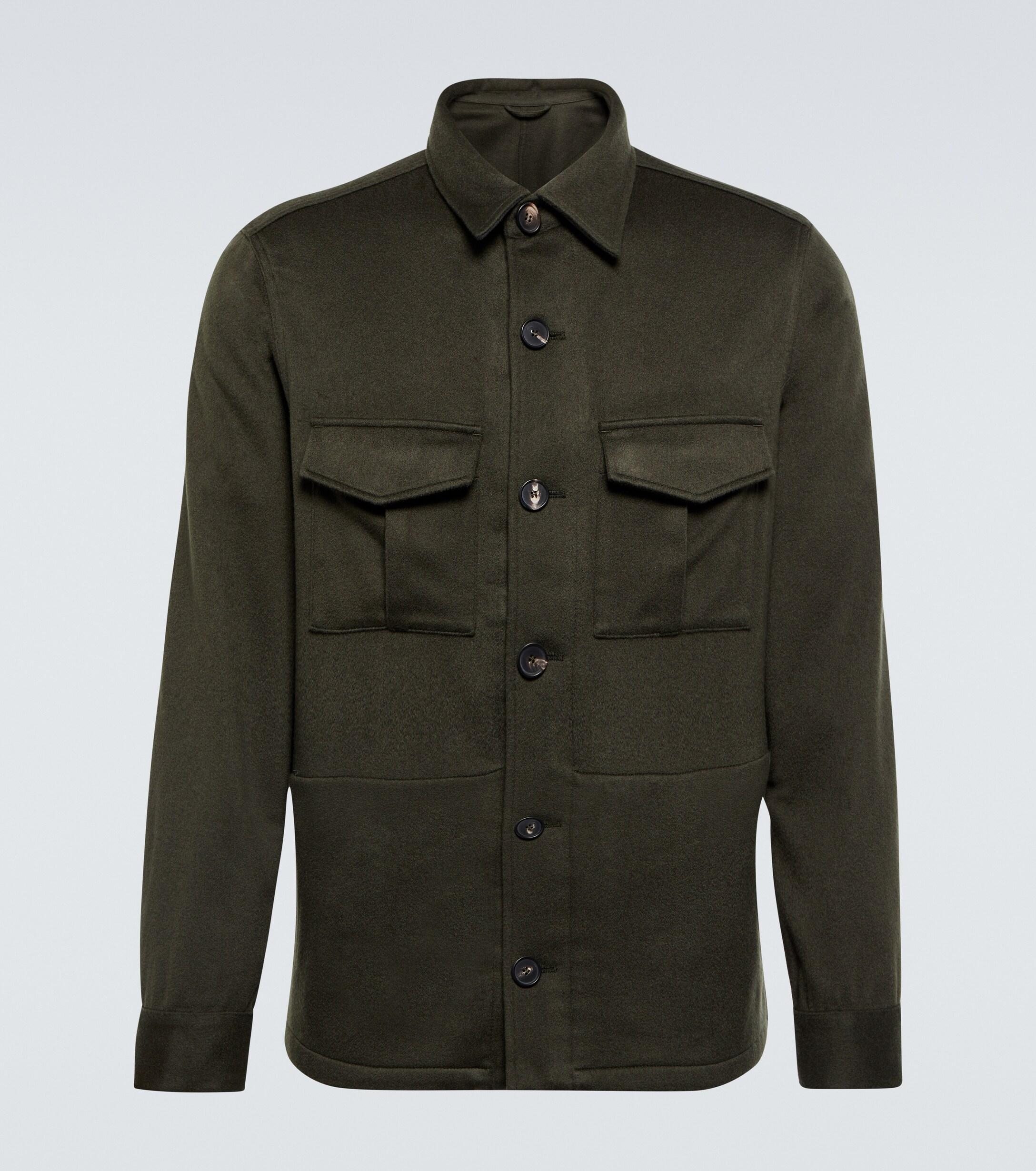 Thom Sweeney Cashmere Flannel Overshirt in Green for Men | Lyst UK