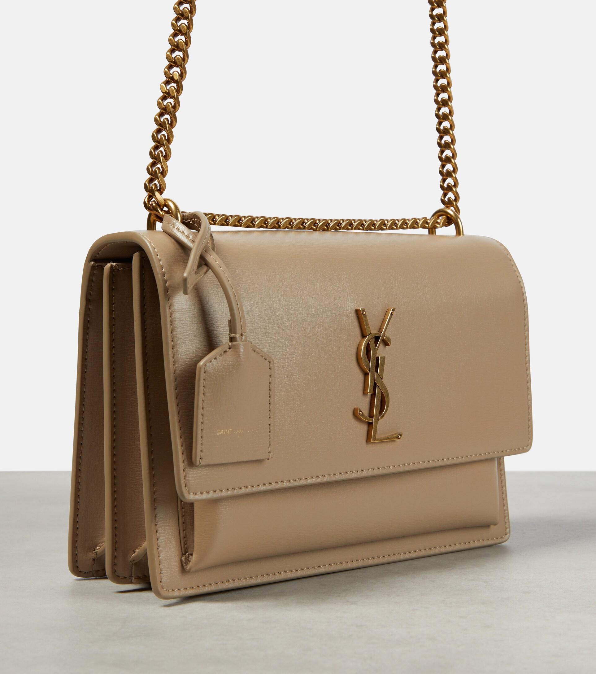 Saint Laurent Sunset Medium Monogram Leather Shoulder Bag in Natural