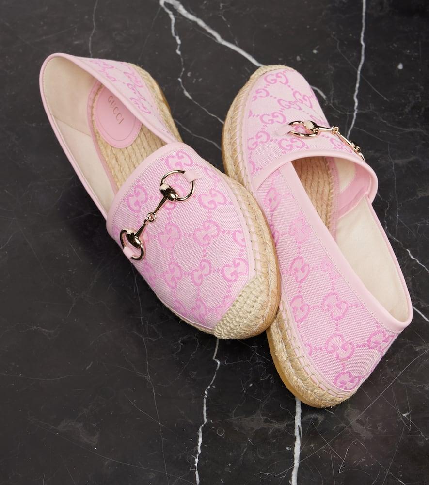 Gucci Horsebit Gg Canvas Espadrilles in Pink Lyst UK
