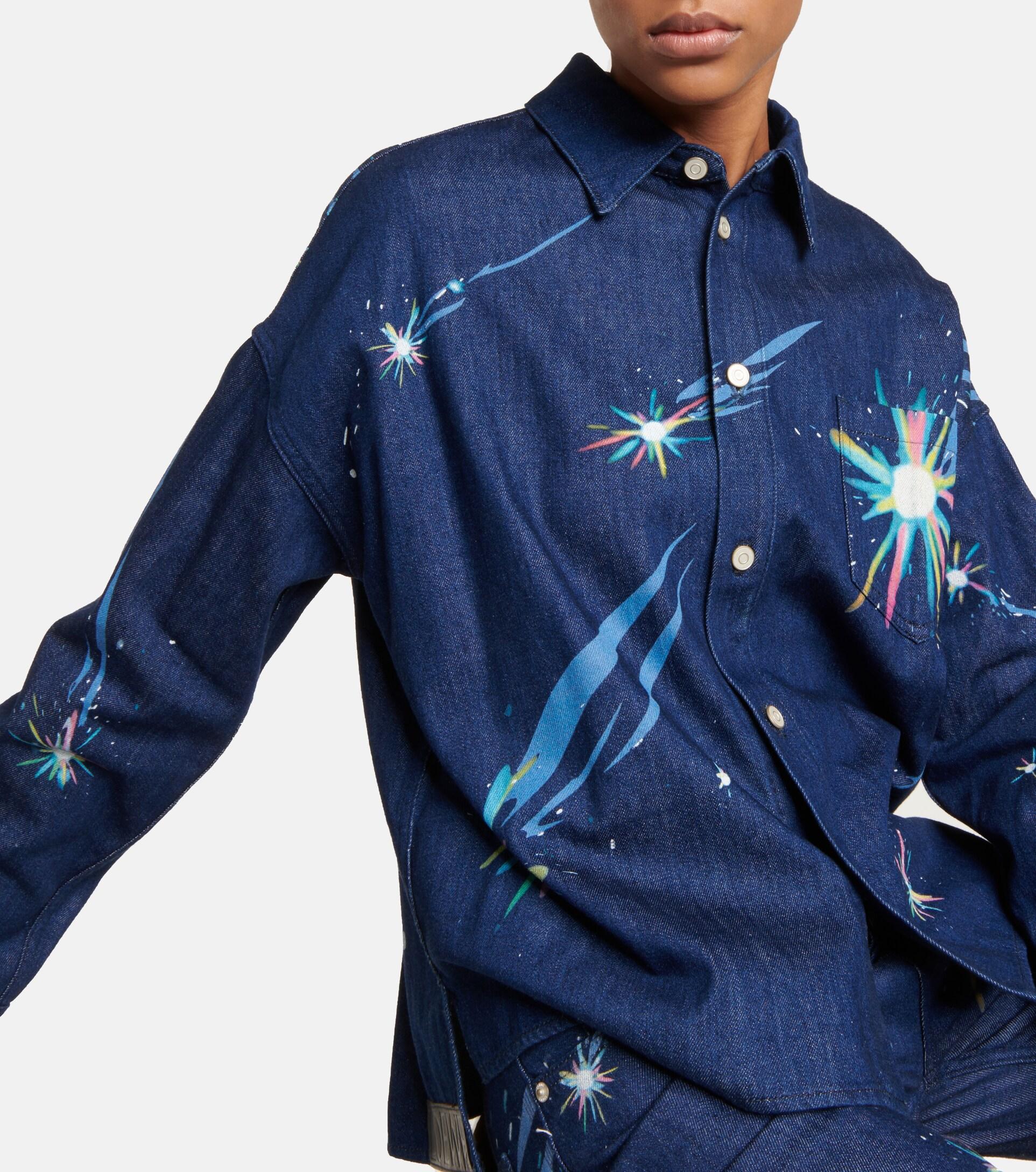 Loewe X Howl's Moving Castle Magical Sky Printed Denim Shirt Jacket in Blue