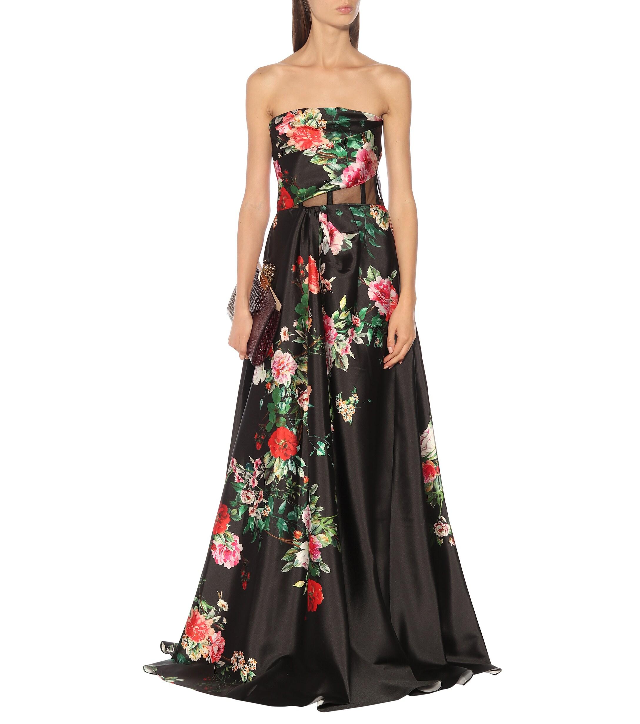 Alex Perry Archer Floral Satin Dress in Black Lyst