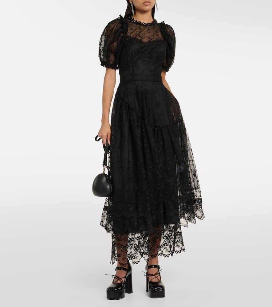 Simone Rocha Embellished Lace Midi Dress in Black | Lyst
